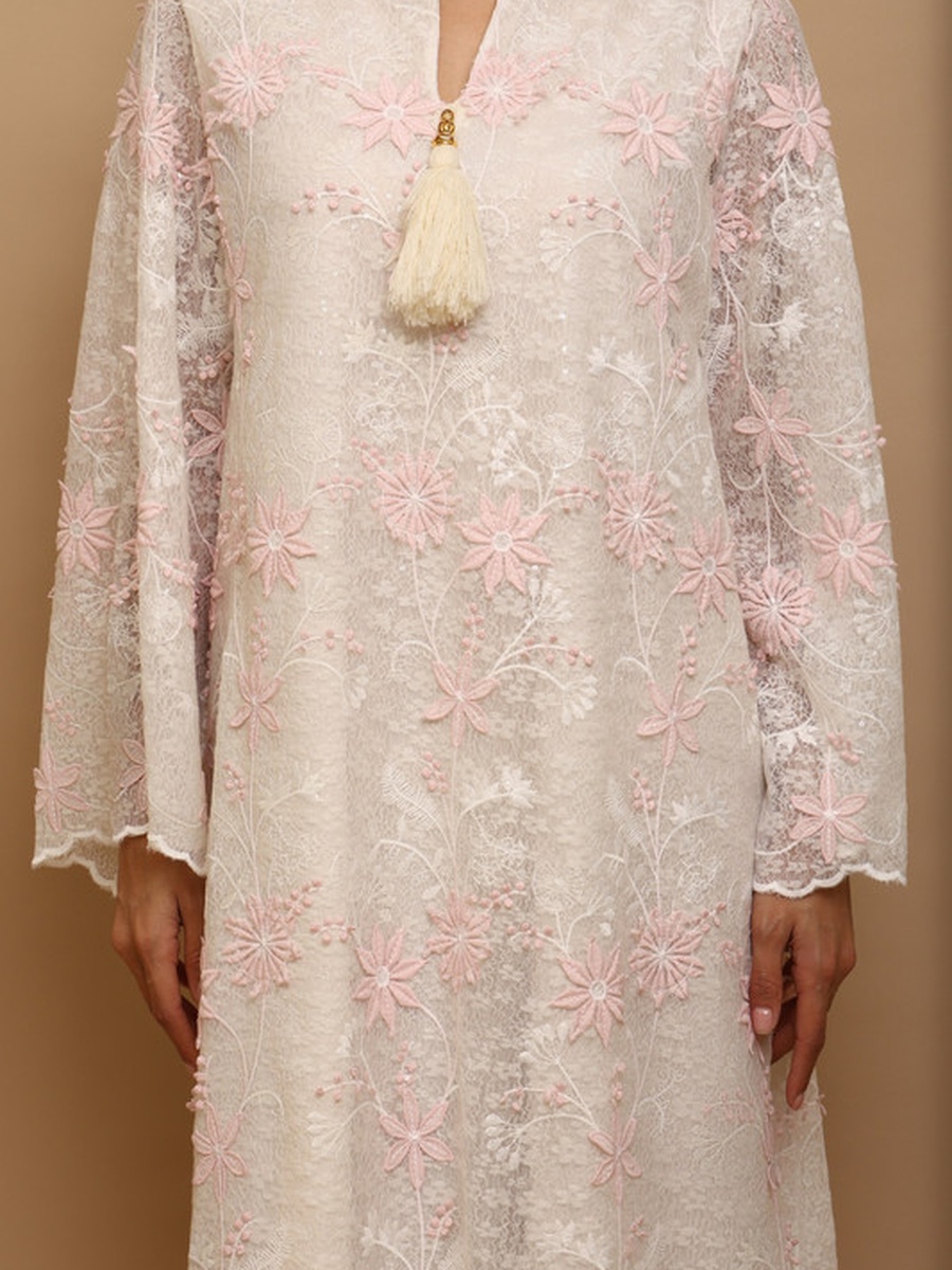 Thara Embroidered Tassel Detail Jalabiya