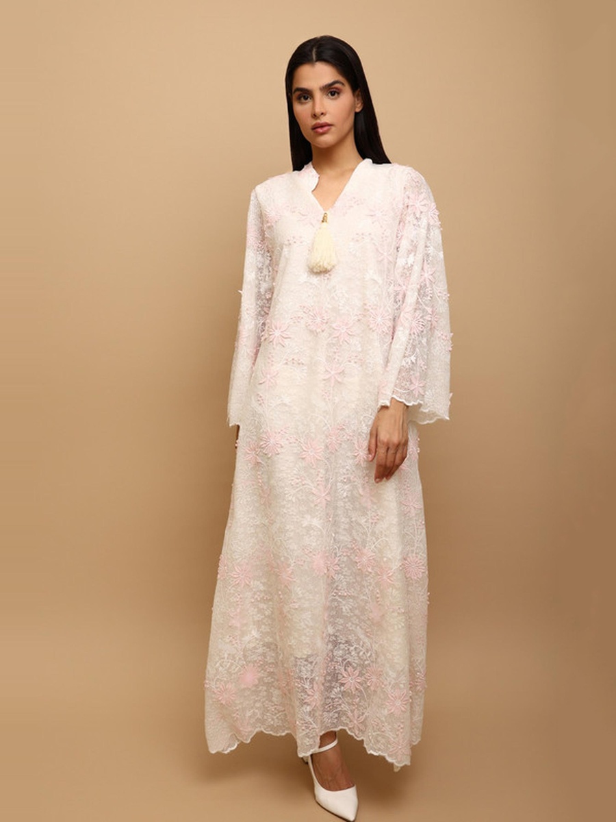 Thara Embroidered Tassel Detail Jalabiya