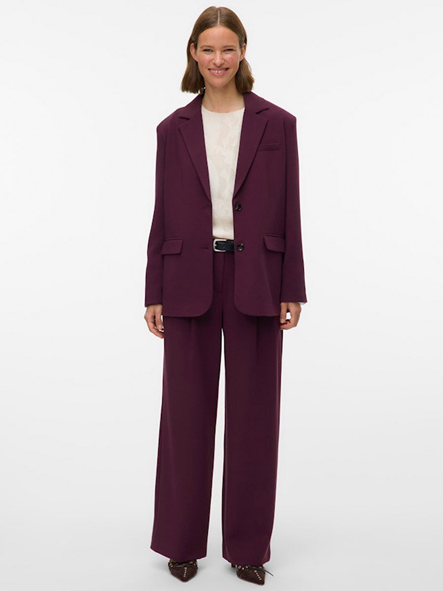 Burngundy Michell Solid Long Sleeves Oversized Blazer