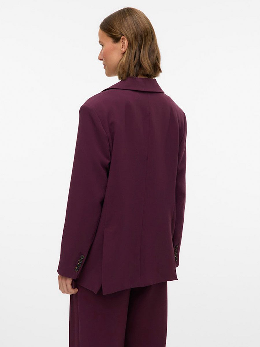 Burngundy Michell Solid Long Sleeves Oversized Blazer