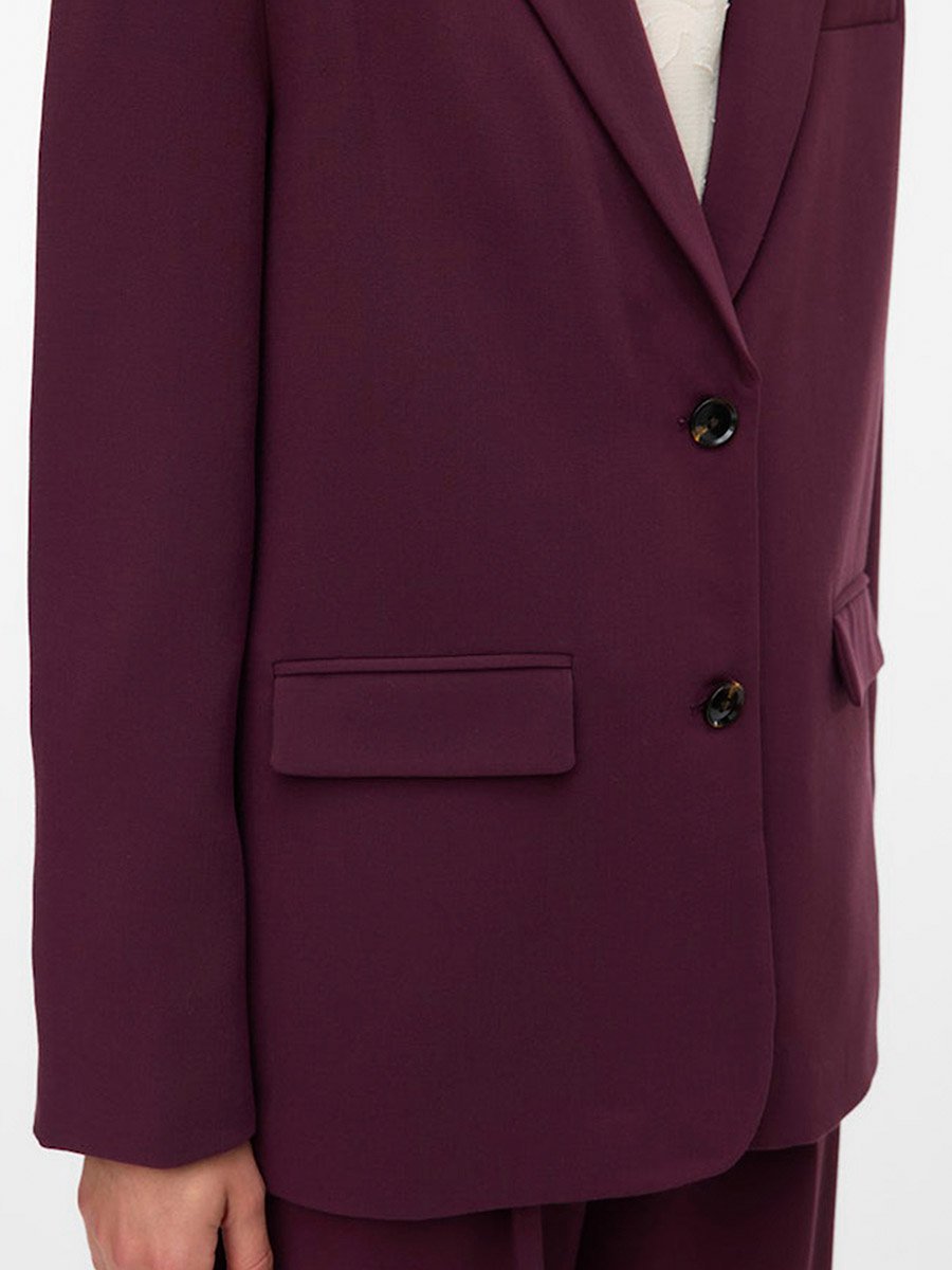 Burngundy Michell Solid Long Sleeves Oversized Blazer