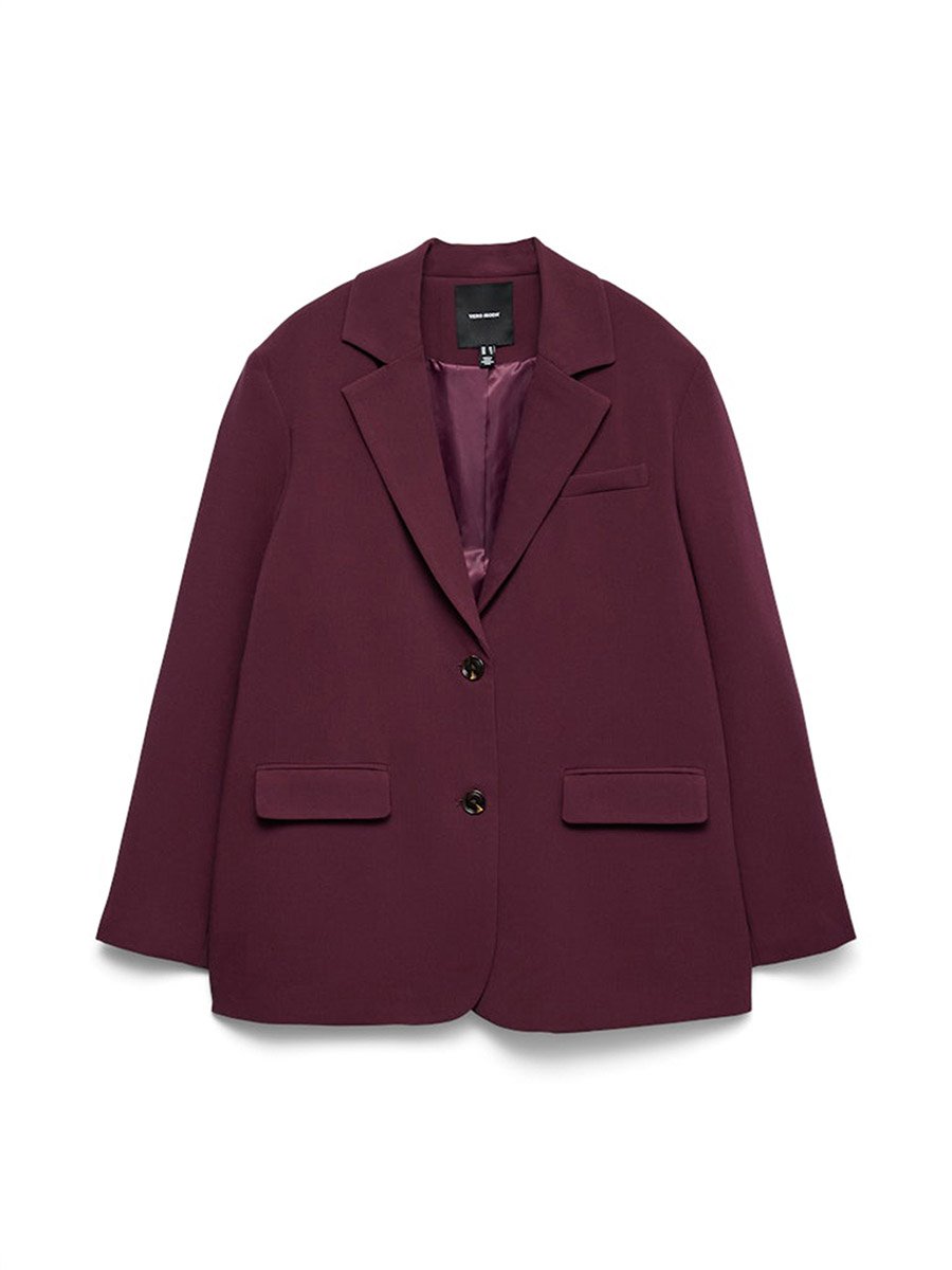 Burngundy Michell Solid Long Sleeves Oversized Blazer