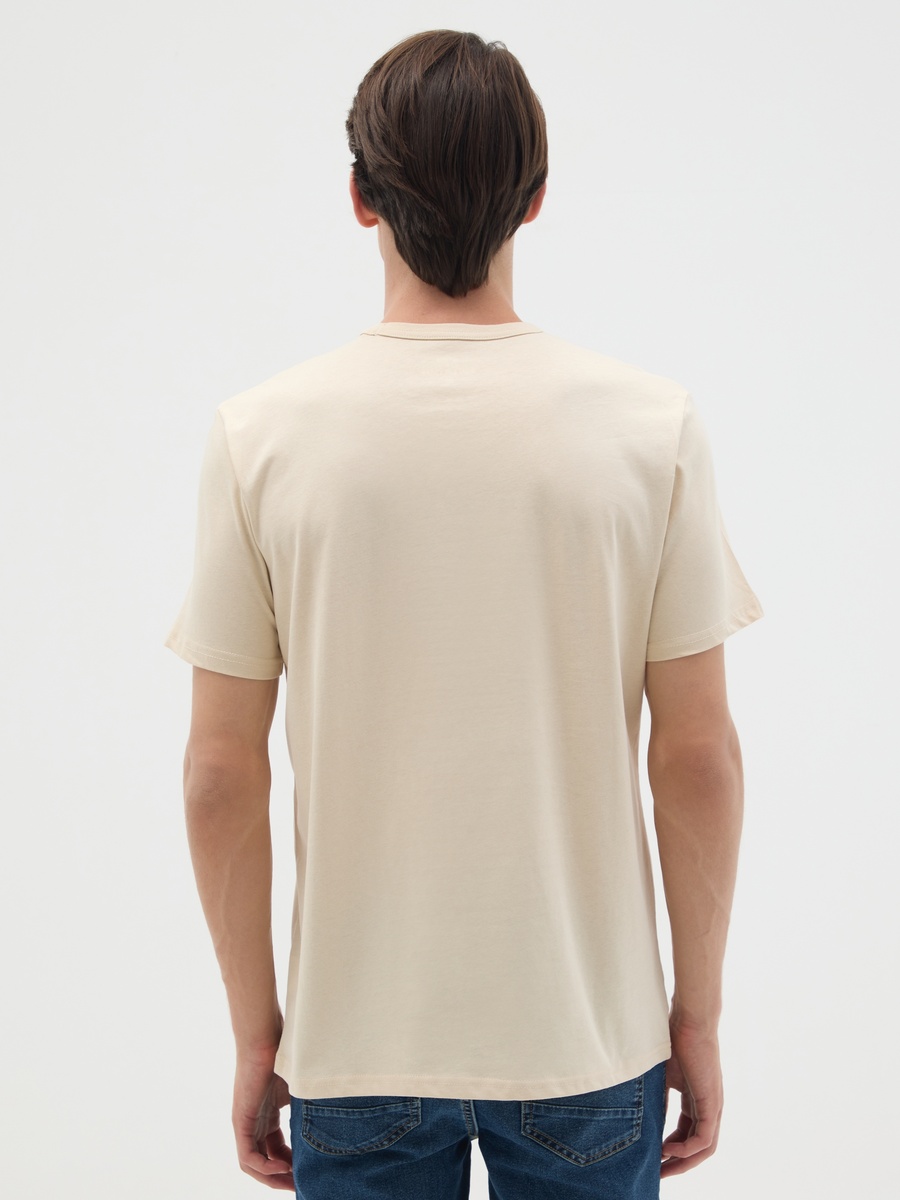 Beige Regular Fit Pure Cotton T-Shirt