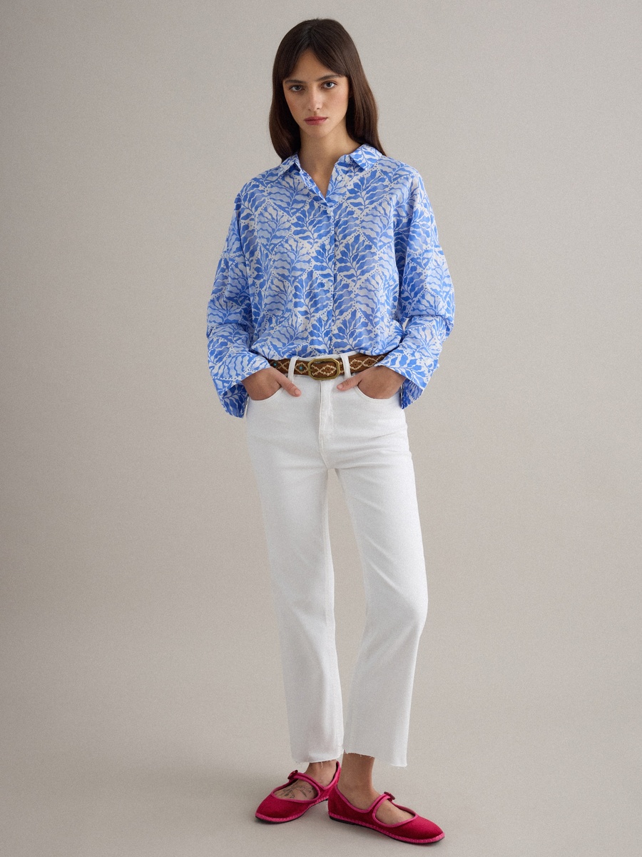 Blue Pure Cotton Regular Fit Shirt