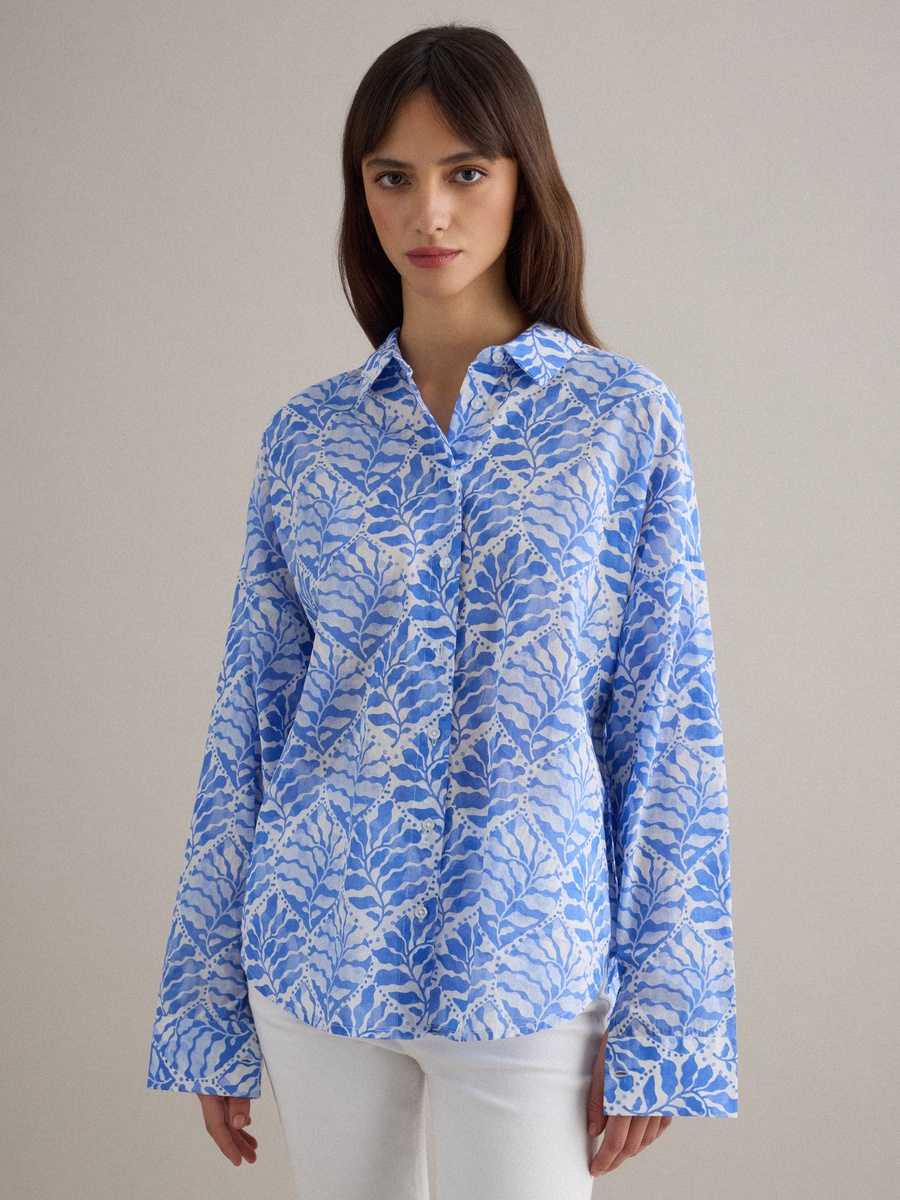 Blue Pure Cotton Regular Fit Shirt