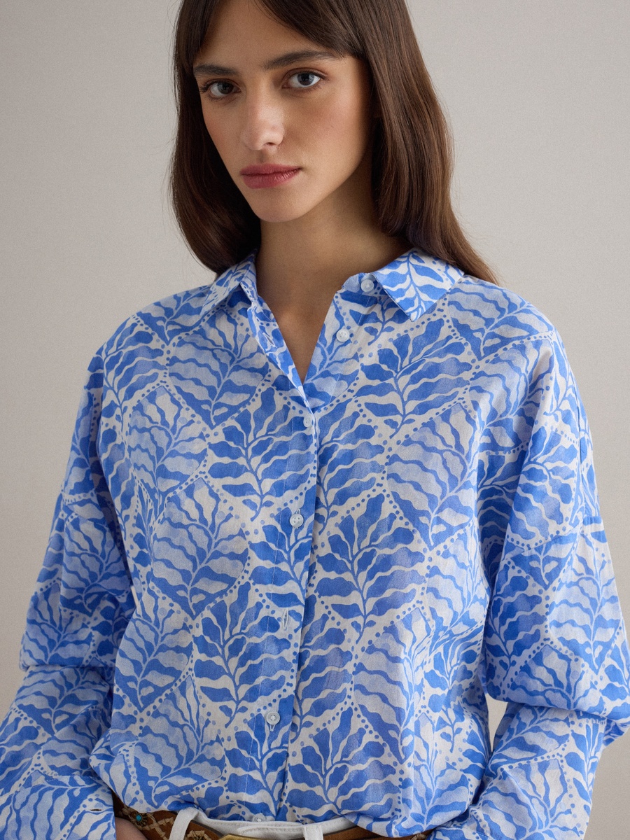 Blue Pure Cotton Regular Fit Shirt