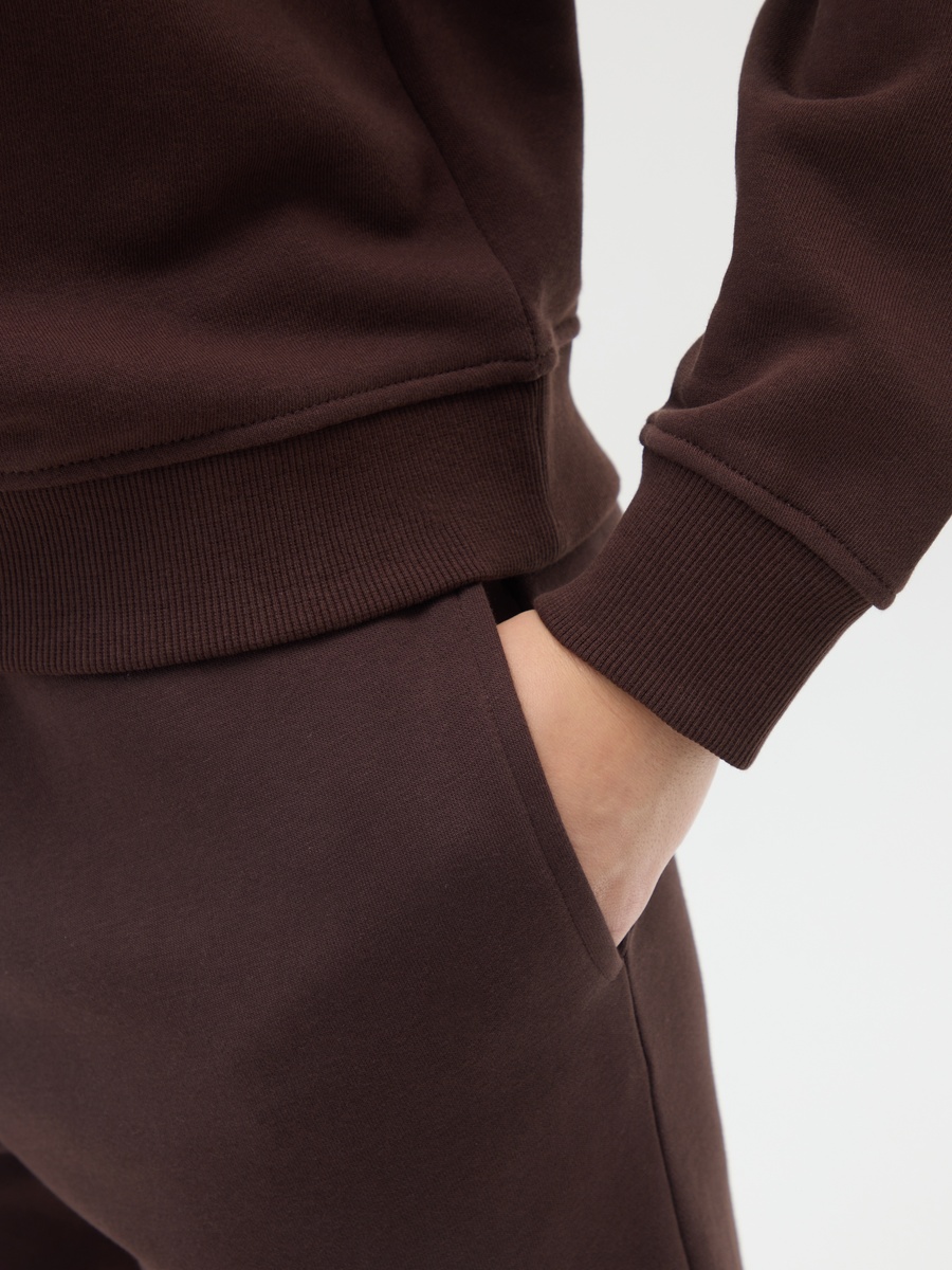 Brown Crew Neck Cotton Blend Sweatshirt