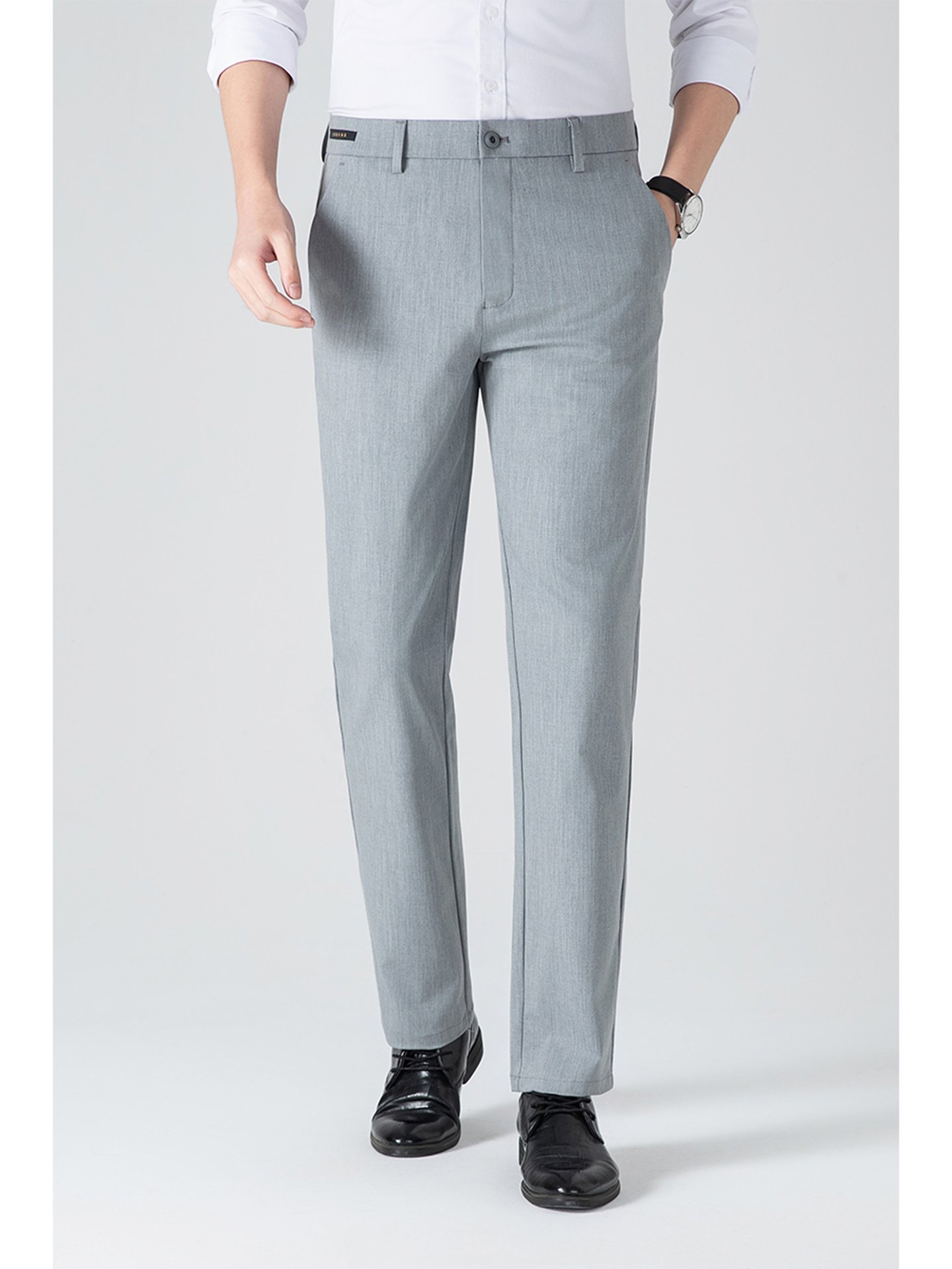 Men Grey Tailored Slim Fit Trousers