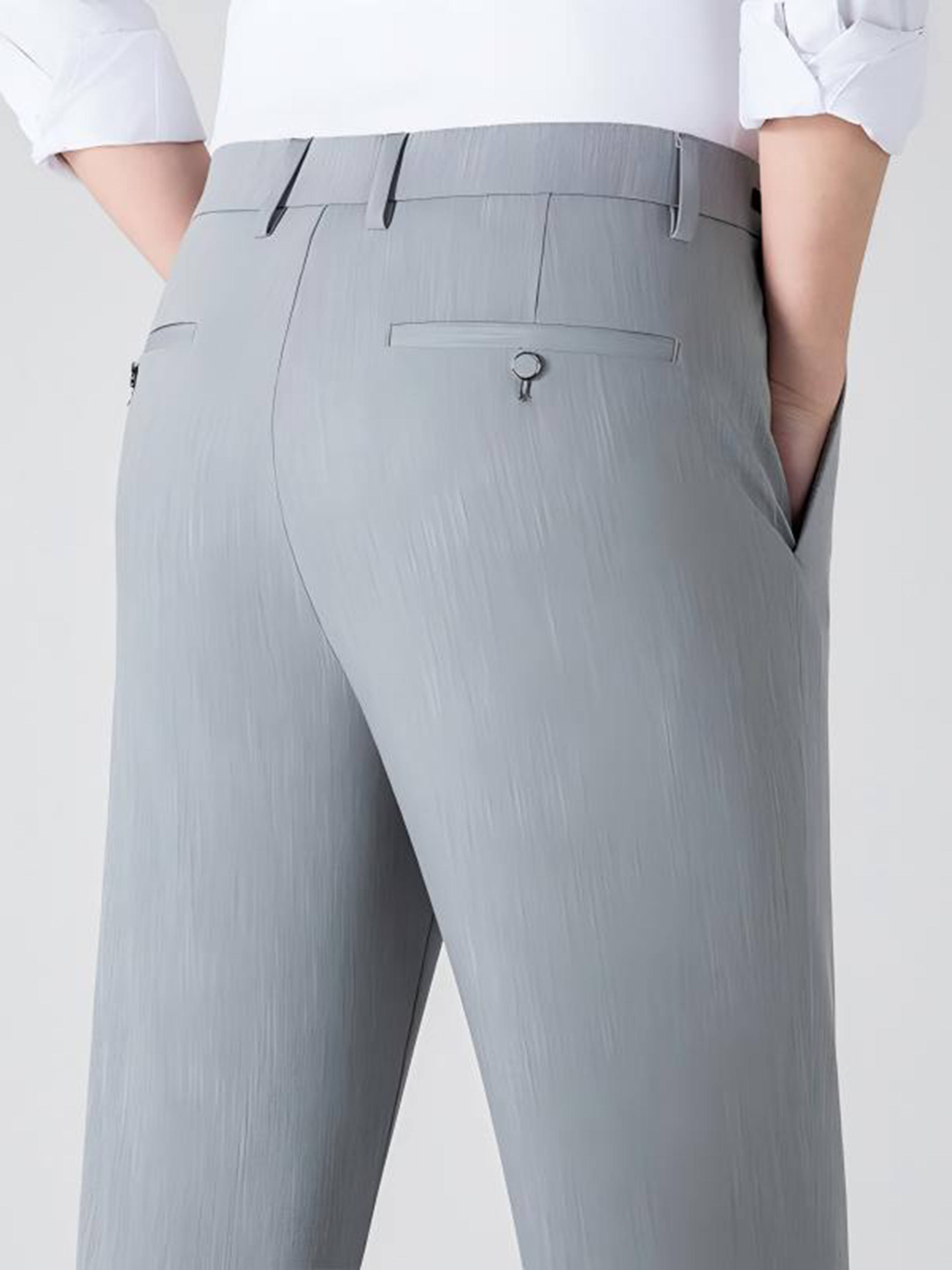 Men Grey Tailored Slim Fit Trousers