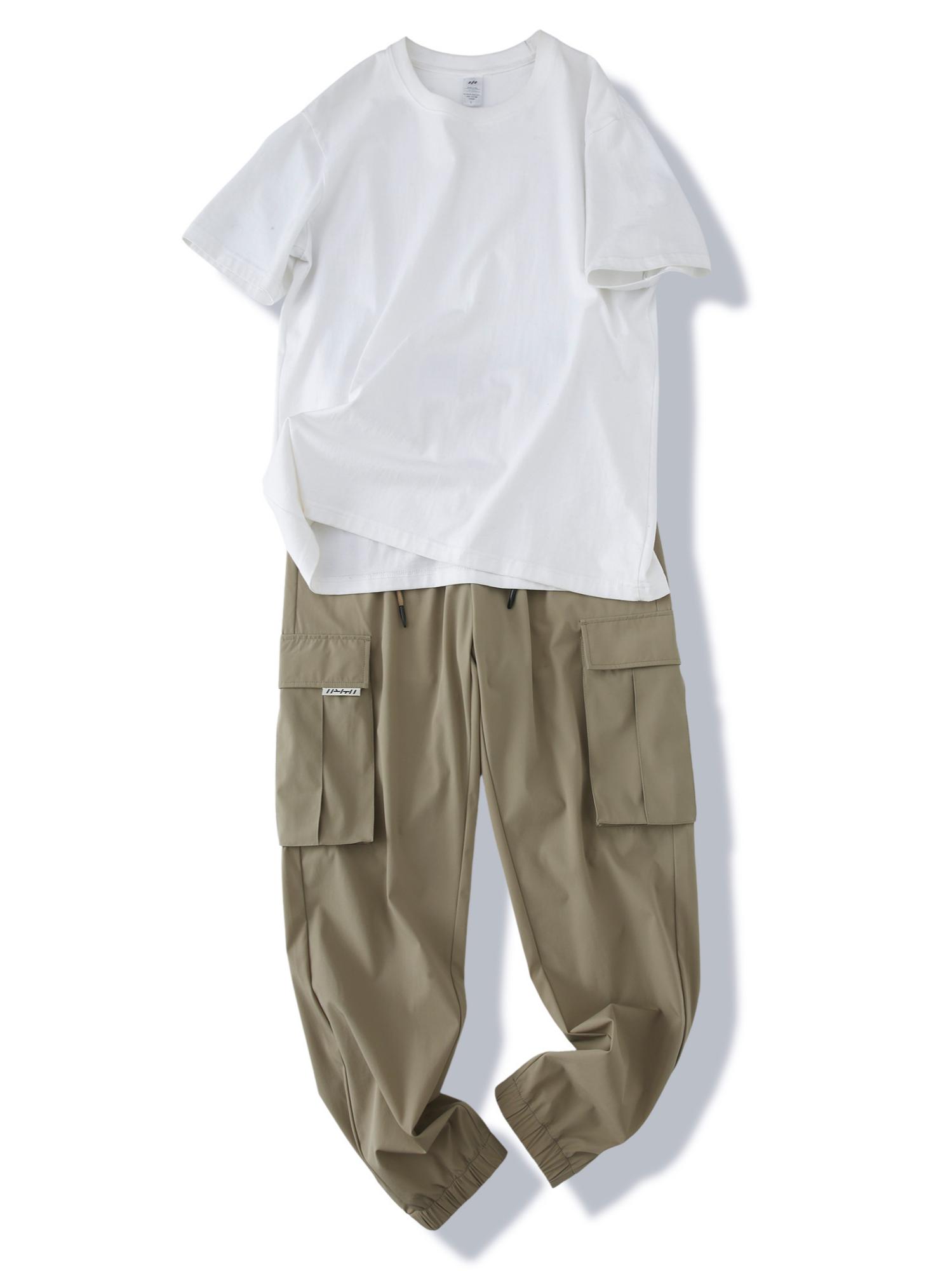 Men Beige Cargo Joggers