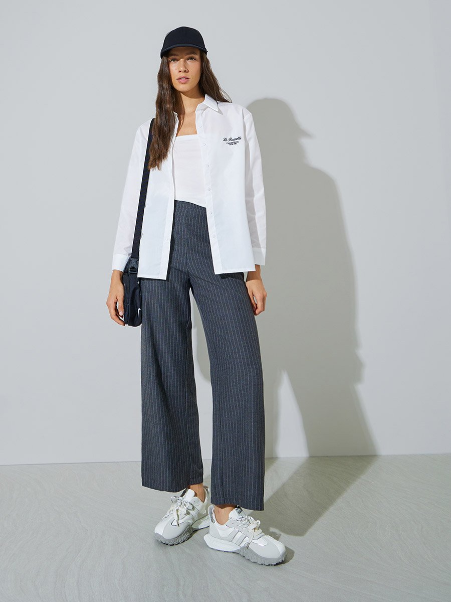White Oversized Shirt with Embroidery Detail