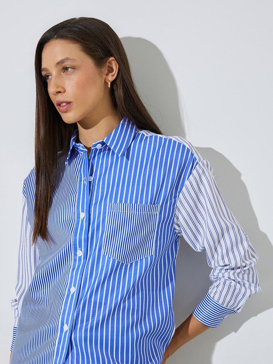 Blue Striped Oversized Shirt