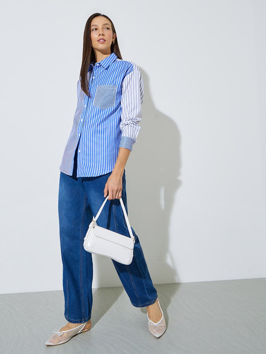 Blue Striped Oversized Shirt