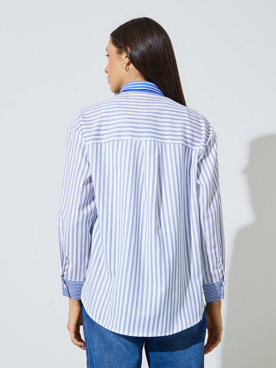 Blue Striped Oversized Shirt