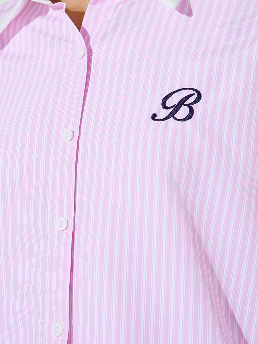 Pink Striped Longline Oversized Shirt
