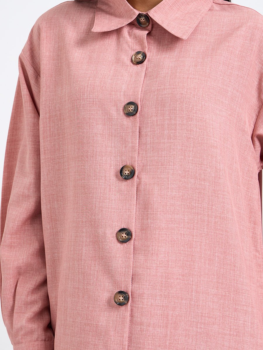 Pink Longline Shirt and Skirt Co-Ord Set