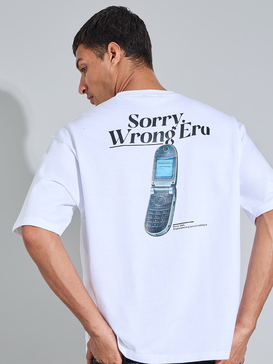 White Graphic Print Crew Neck Oversized T-Shirt