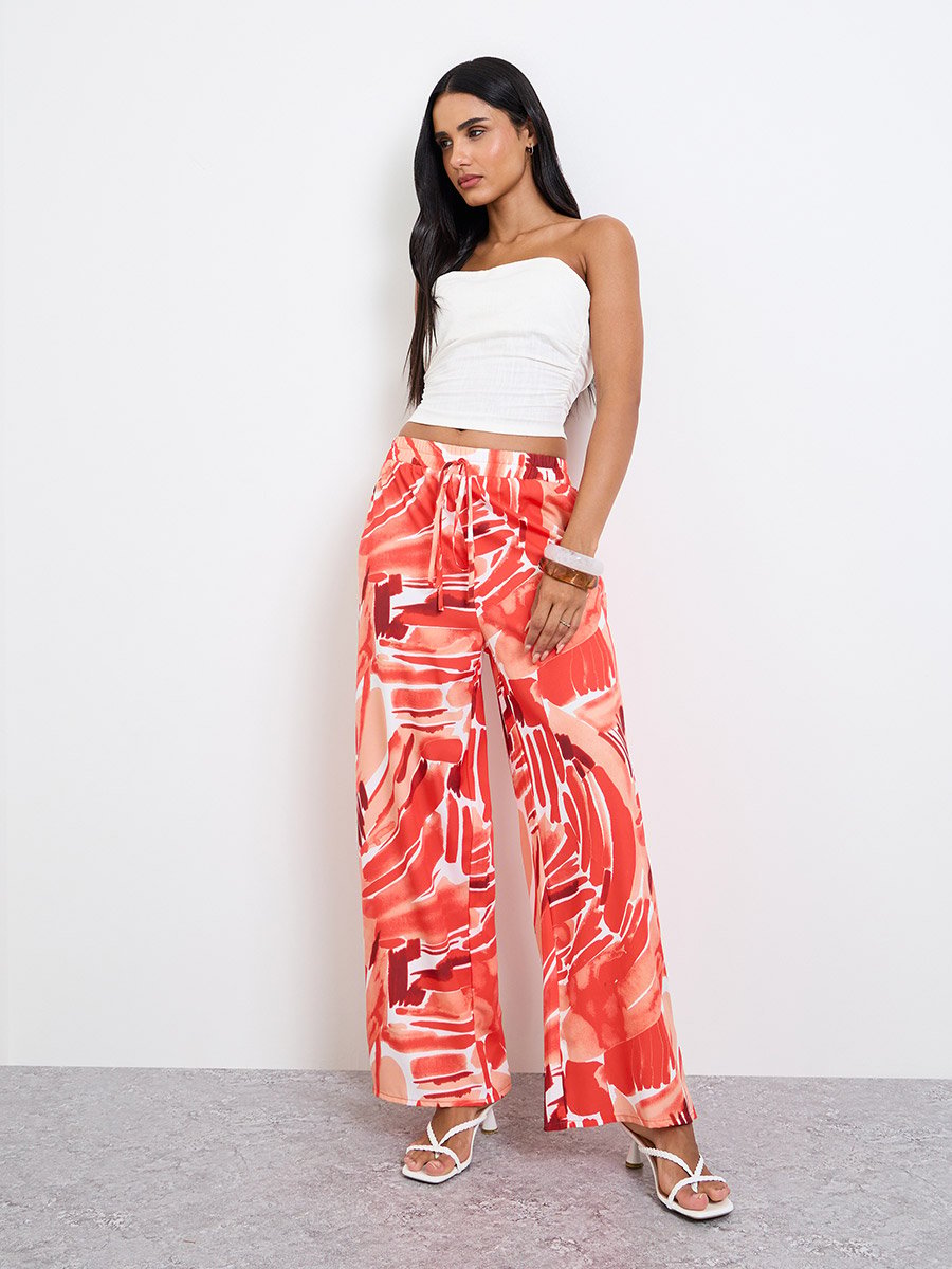 All Over Print Wide Leg Trousers