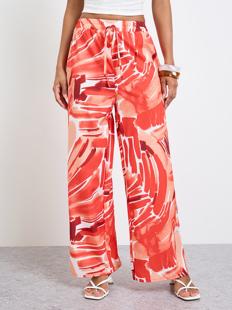 All Over Print Wide Leg Trousers