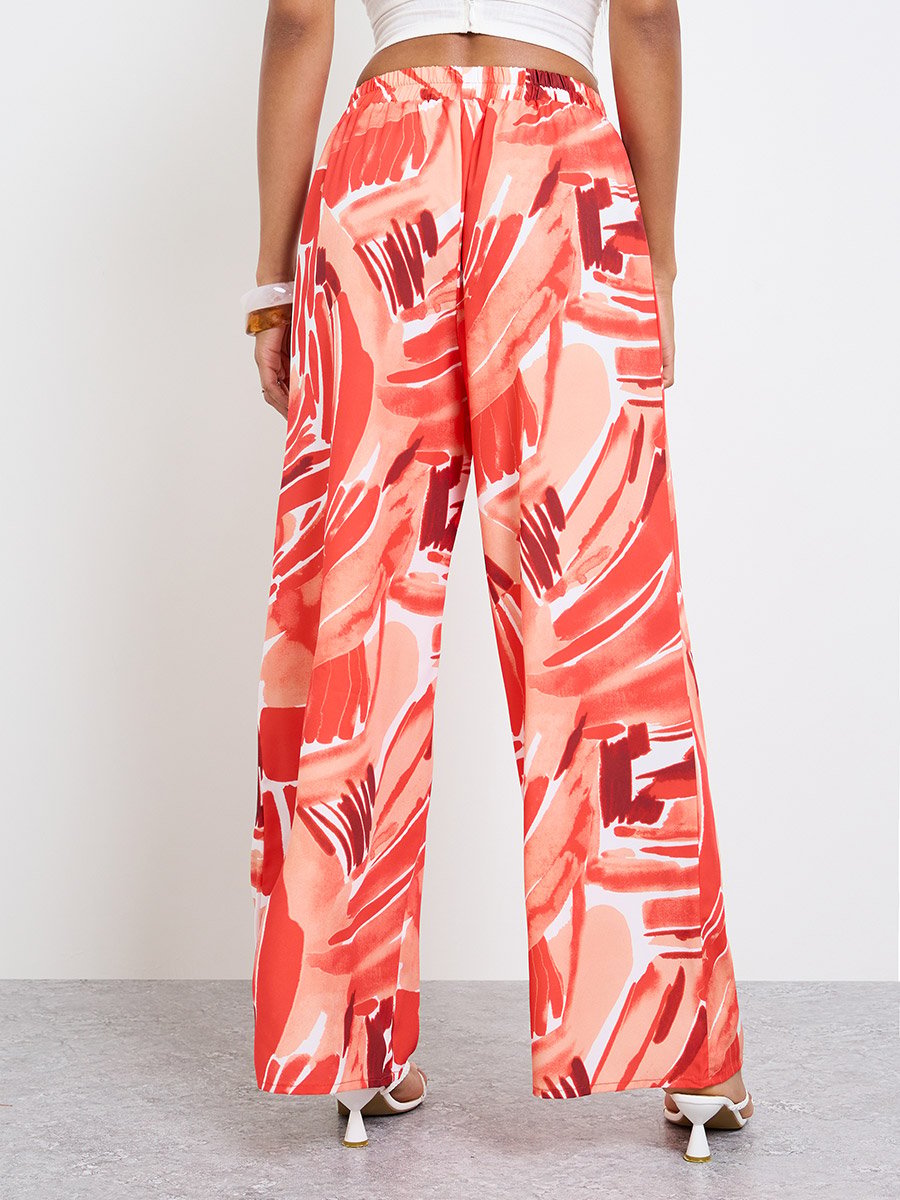All Over Print Wide Leg Trousers