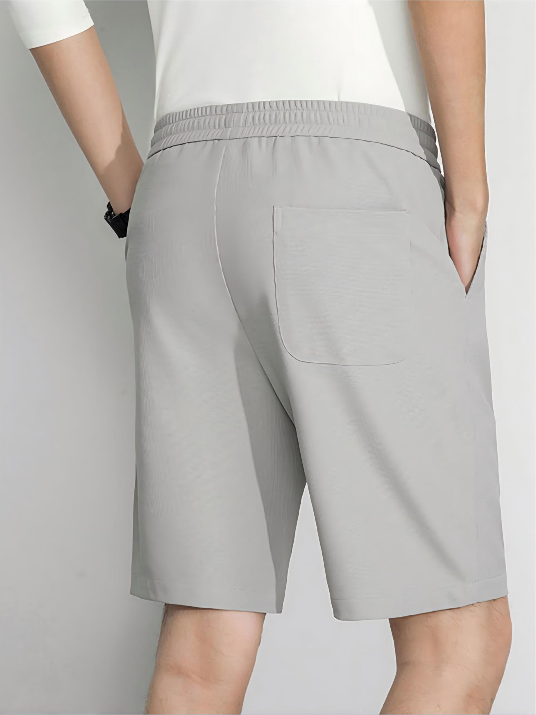 Grey Plain Shorts with Drawstring