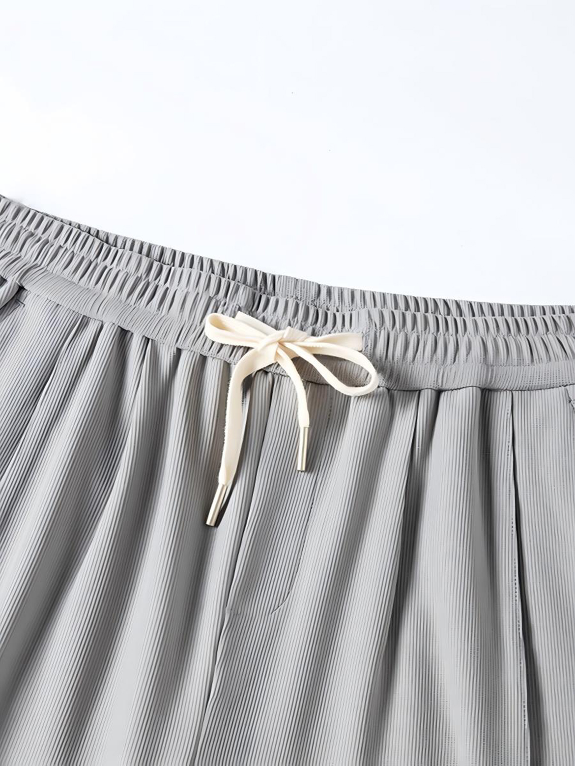 Grey Plain Shorts with Drawstring