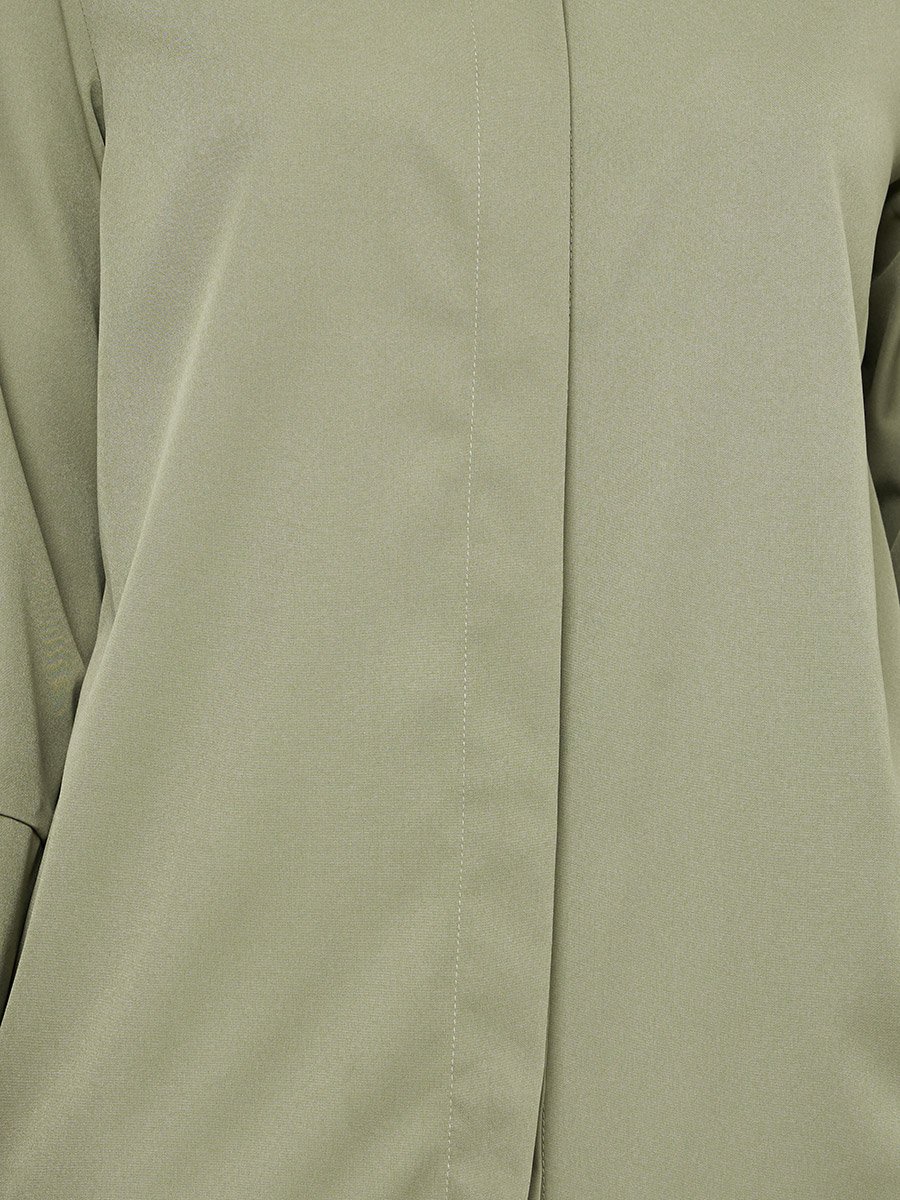 Khaki Solid 3/4 Sleeves Casual Shirt Midi Dress