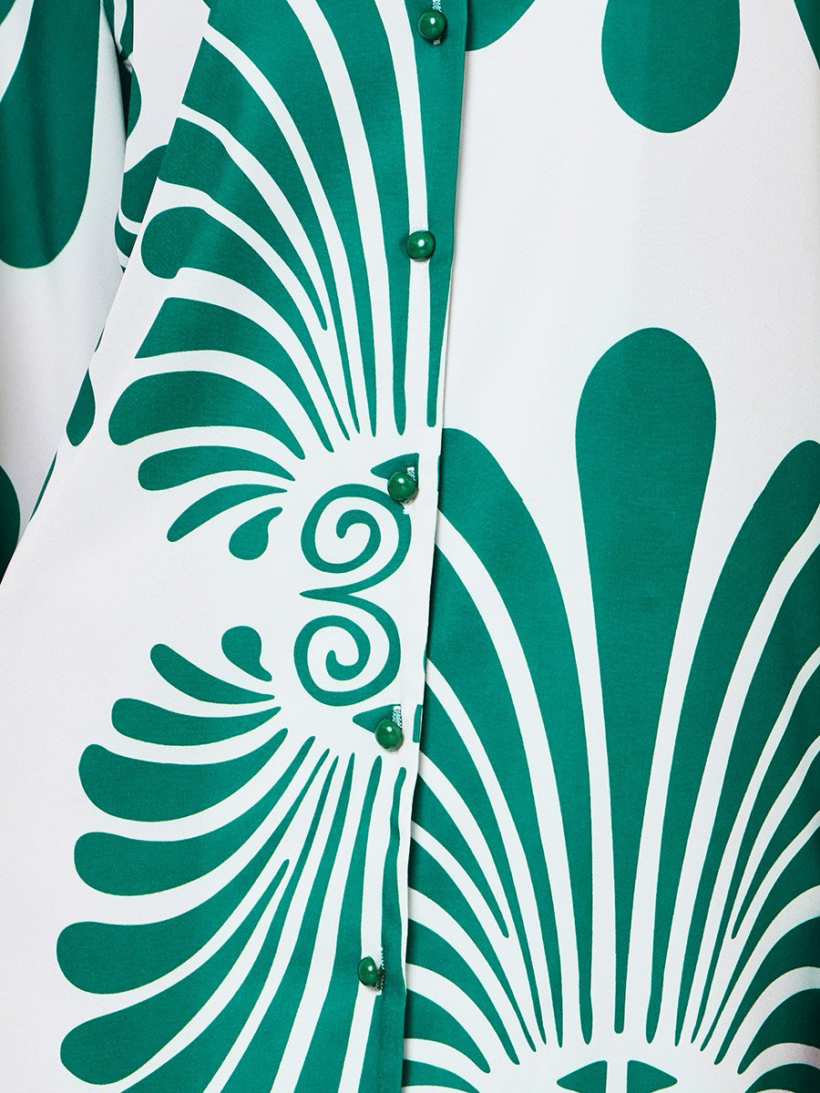 Plus Size Printed V-Neck Midi Dress