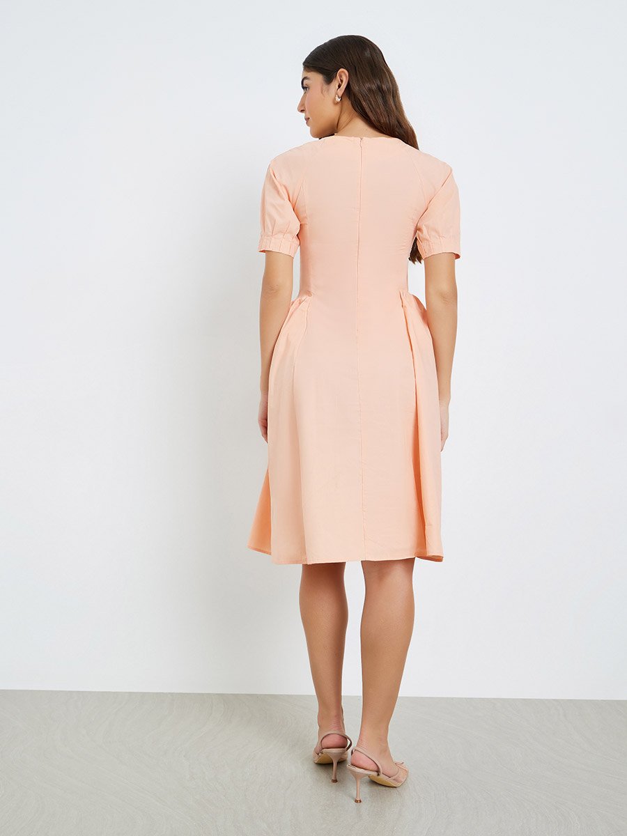 knee length peach dress Knee Length Dress. Bridesmaid Dress. Peach Dress
