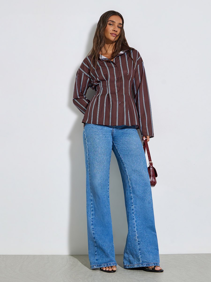 Brown Striped Long Sleeve Shirt