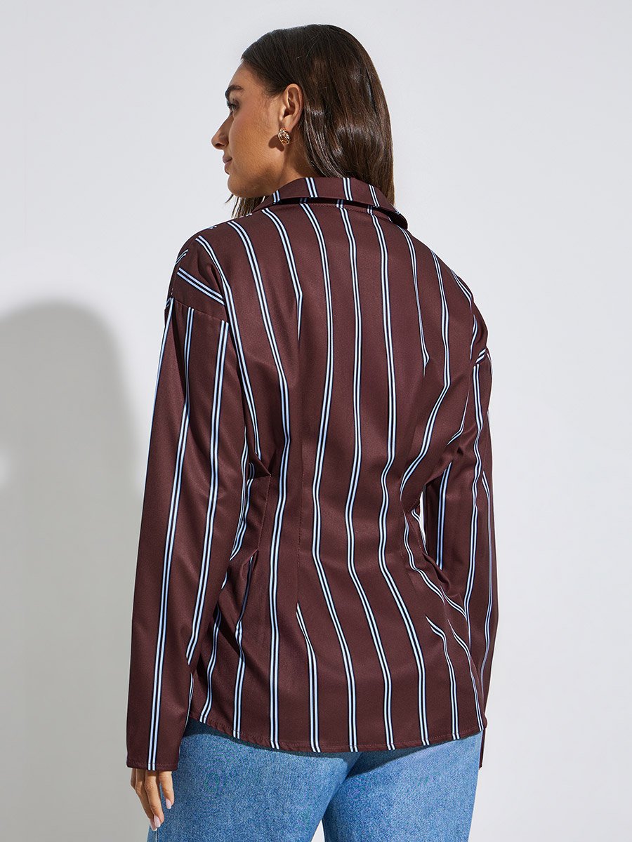 Brown Striped Long Sleeve Shirt
