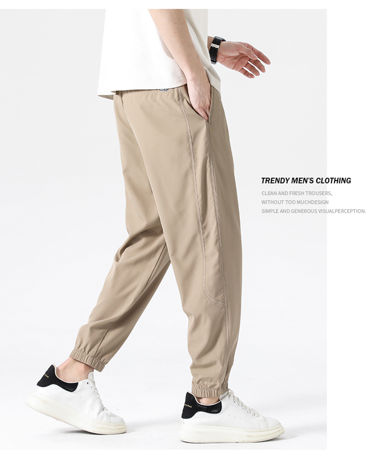 Men Solid Cuffed Joggers with Side Pocket
