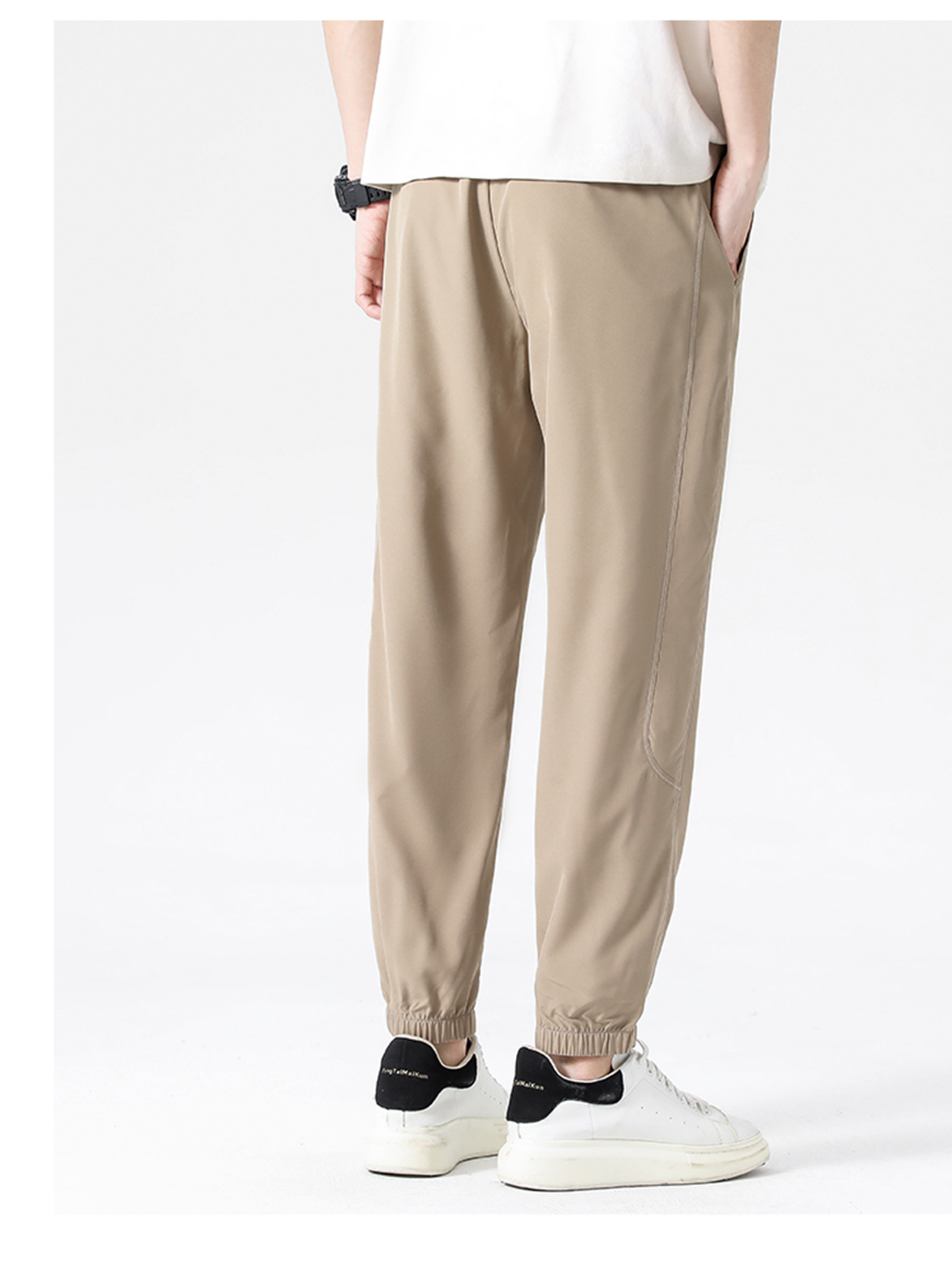 Men Solid Cuffed Joggers with Side Pocket
