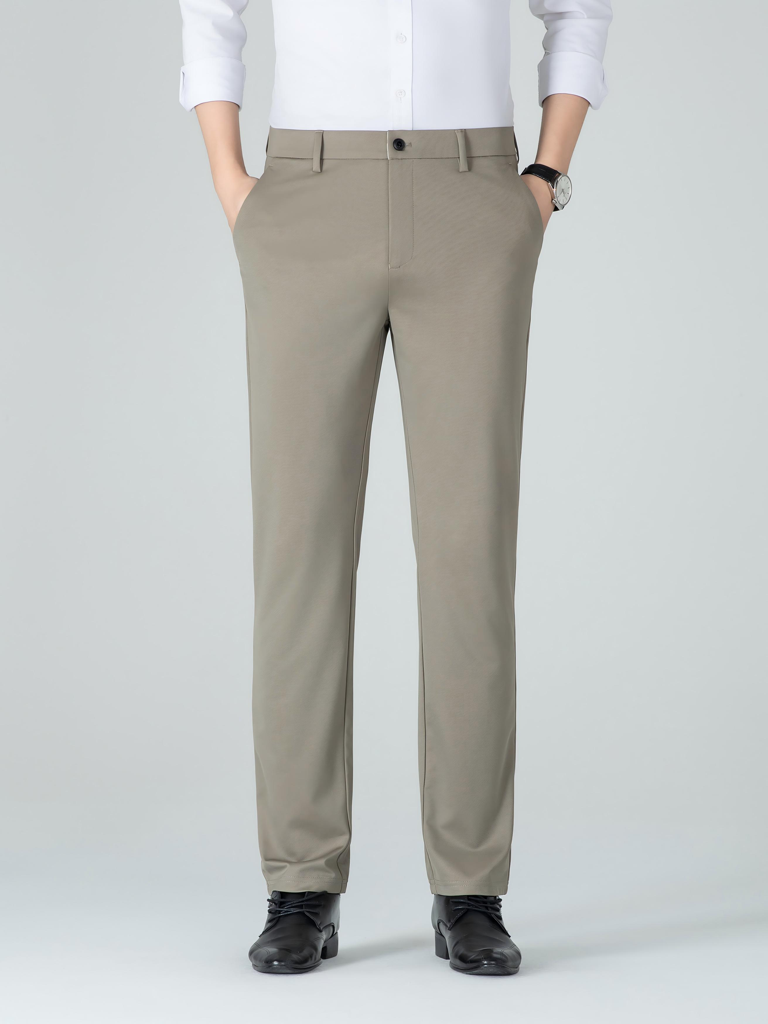 Men Beige Straight-Fit Trousers