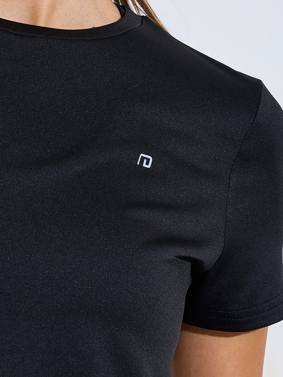 Black Logo Detail Round Neck T-Shirt