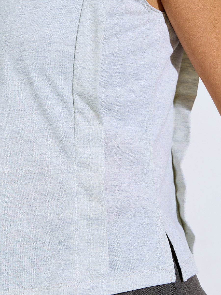Grey Solid Round Neck Tank Top
