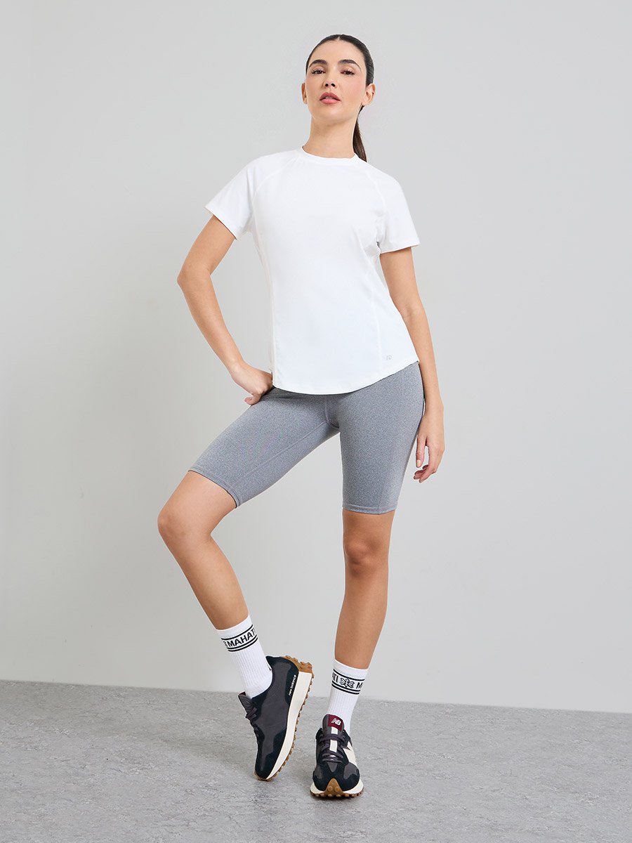 White Back V Shape Mesh Insert and Reflective Stripe Top