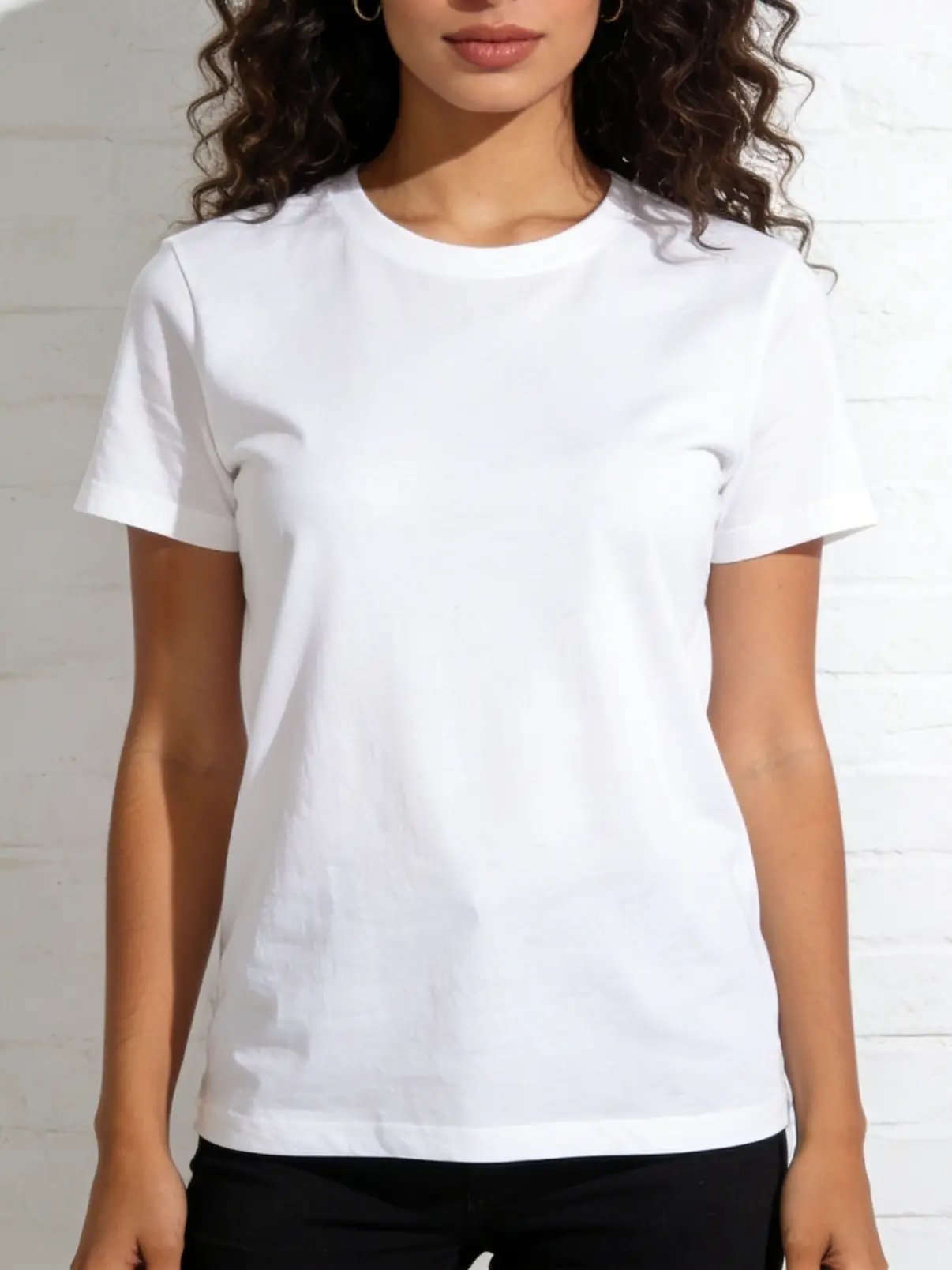 White Solid Crew Neck Regular T-Shirt