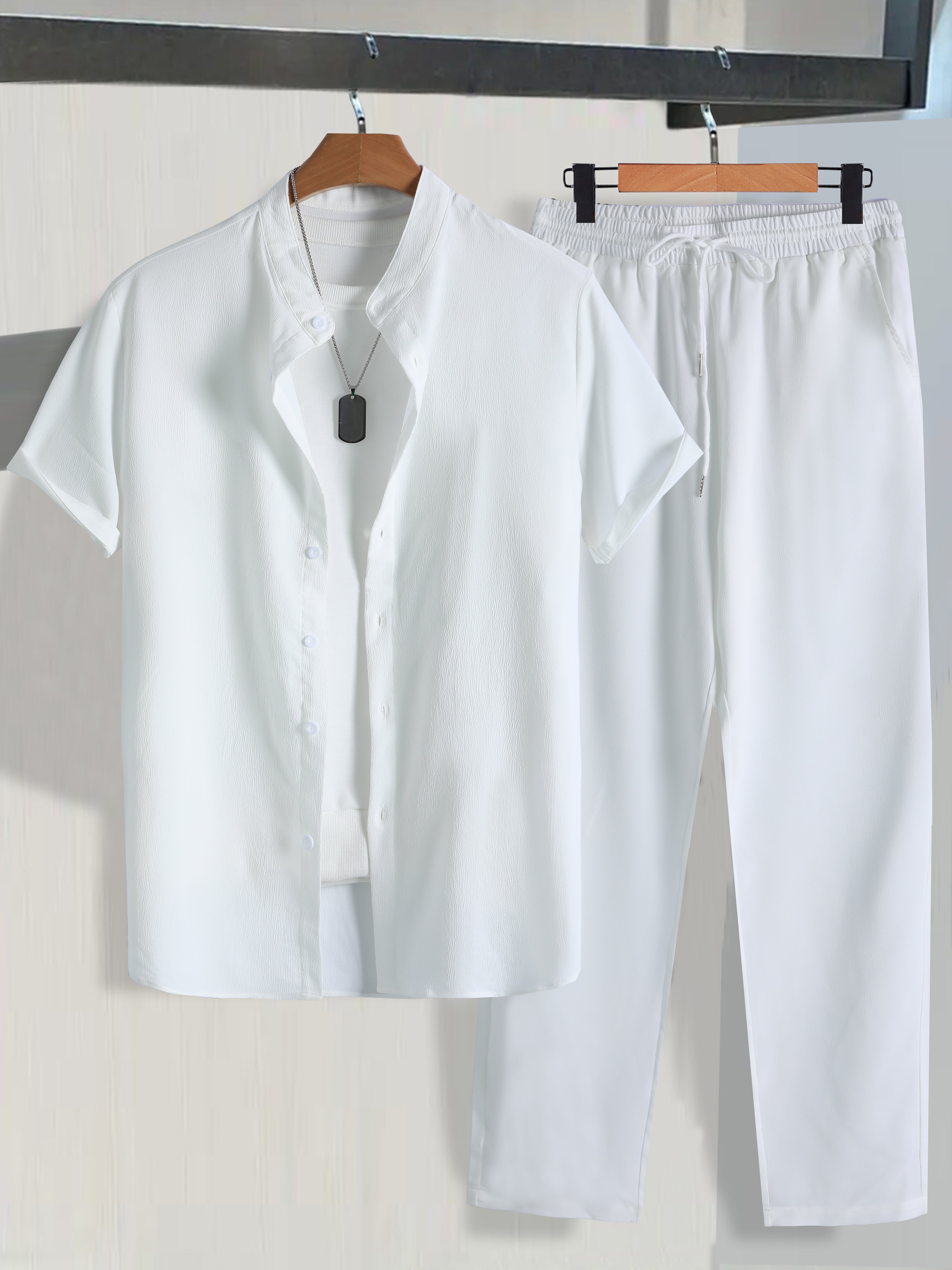 Men White Linen Shirt and Pants Co-Ords