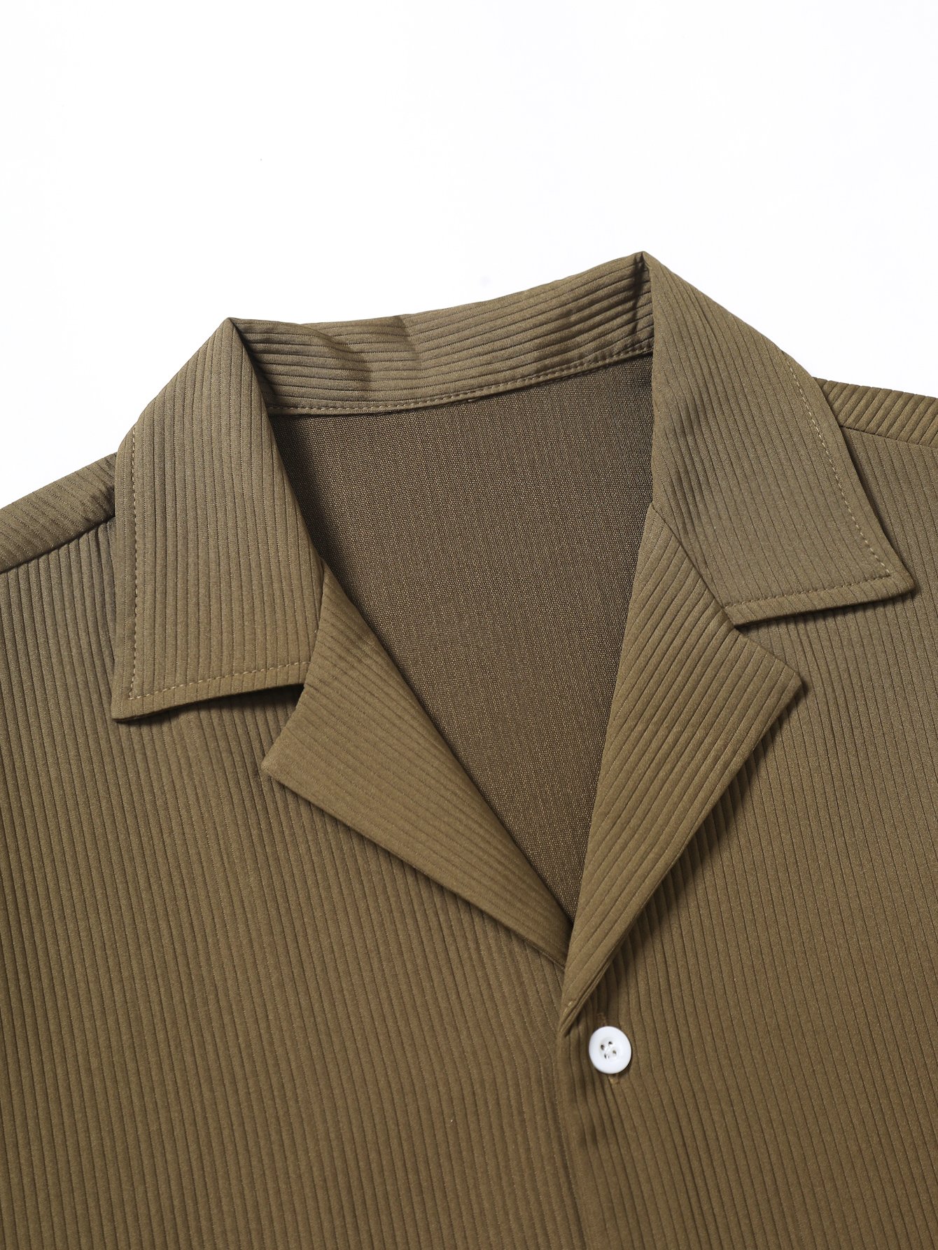 Men Brown Corduroy Shirt and Shorts Set