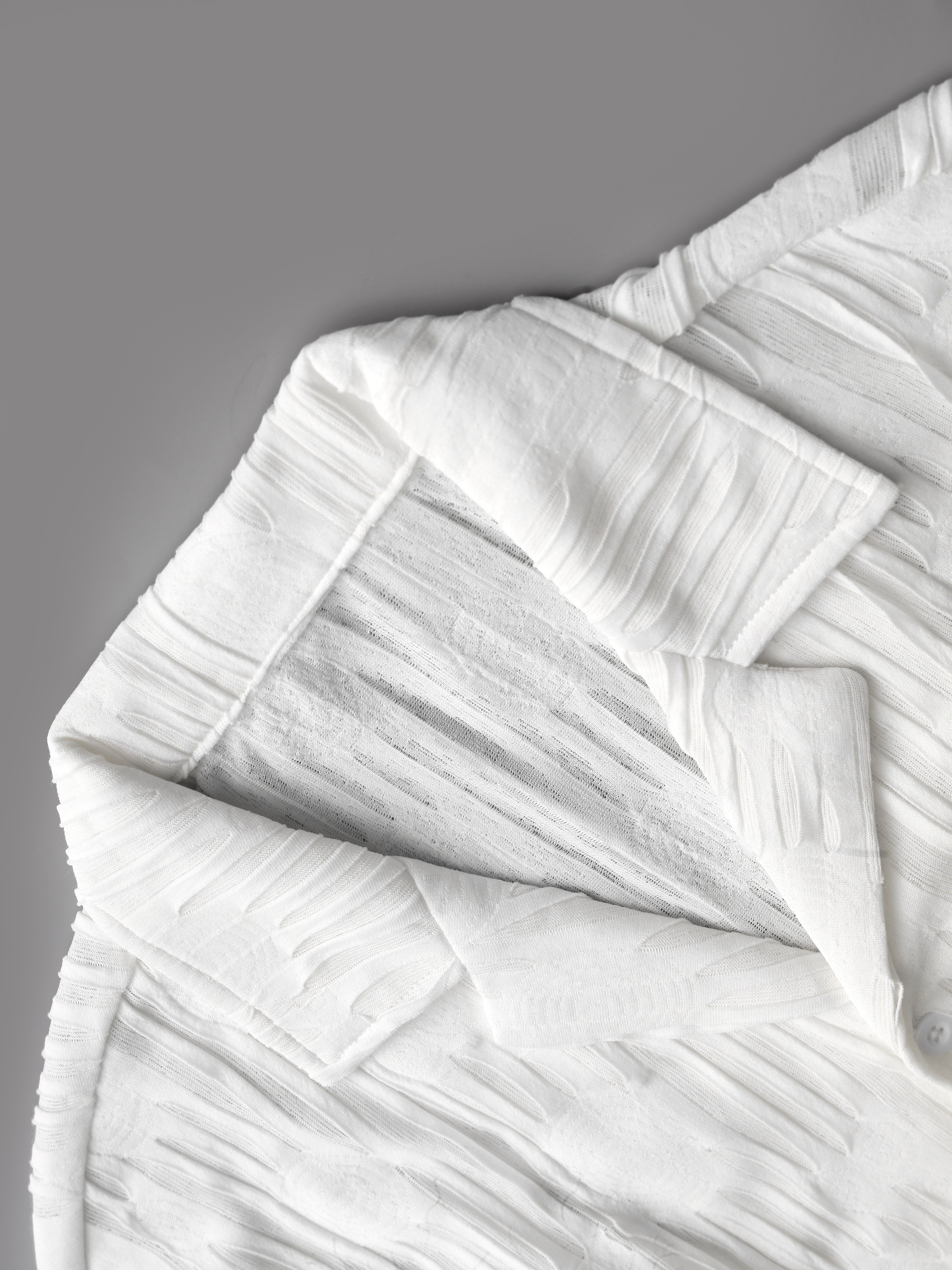 Men White Textured Shirt and Shorts Co-Ords