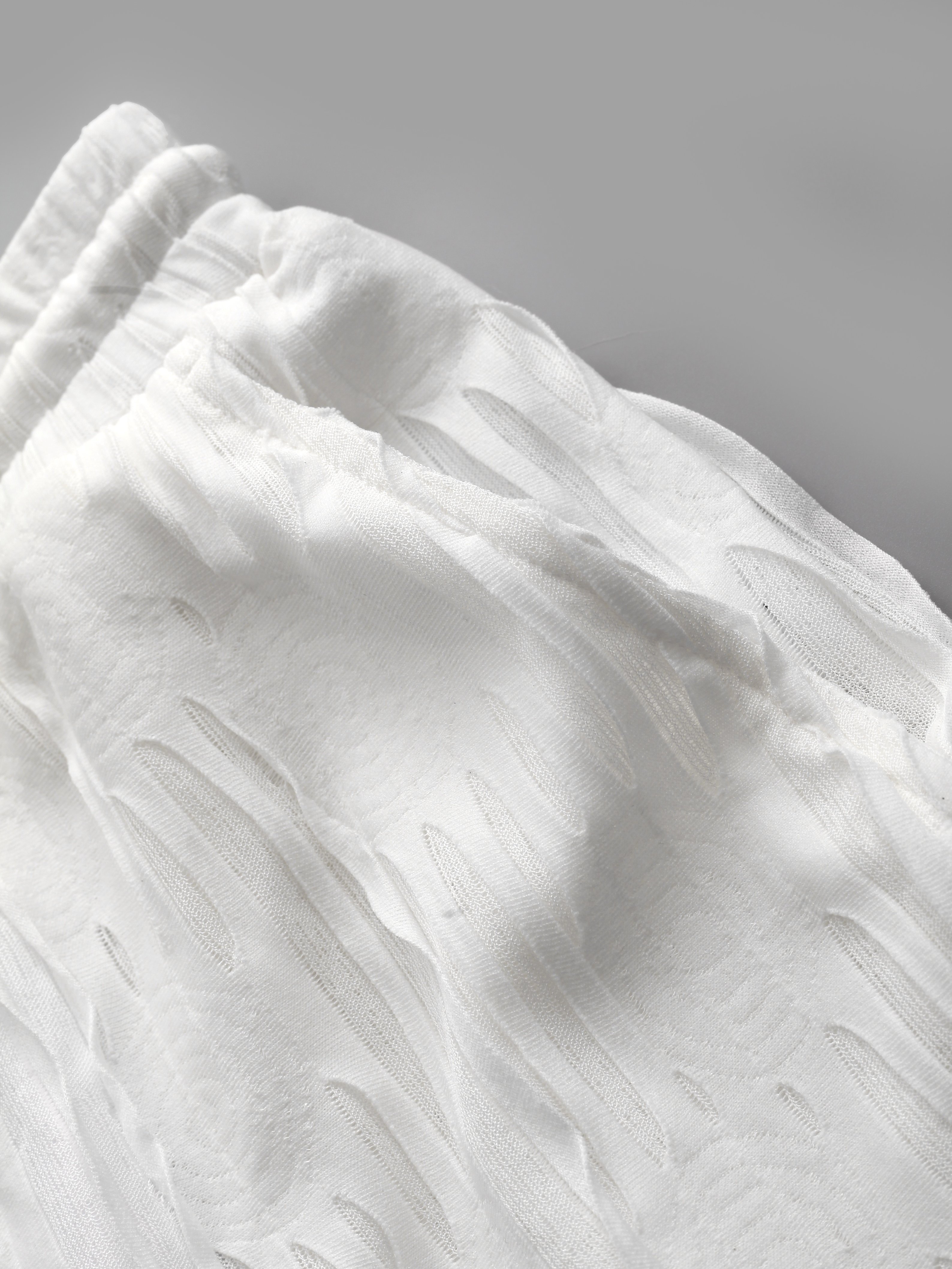 Men White Textured Shirt and Shorts Co-Ords