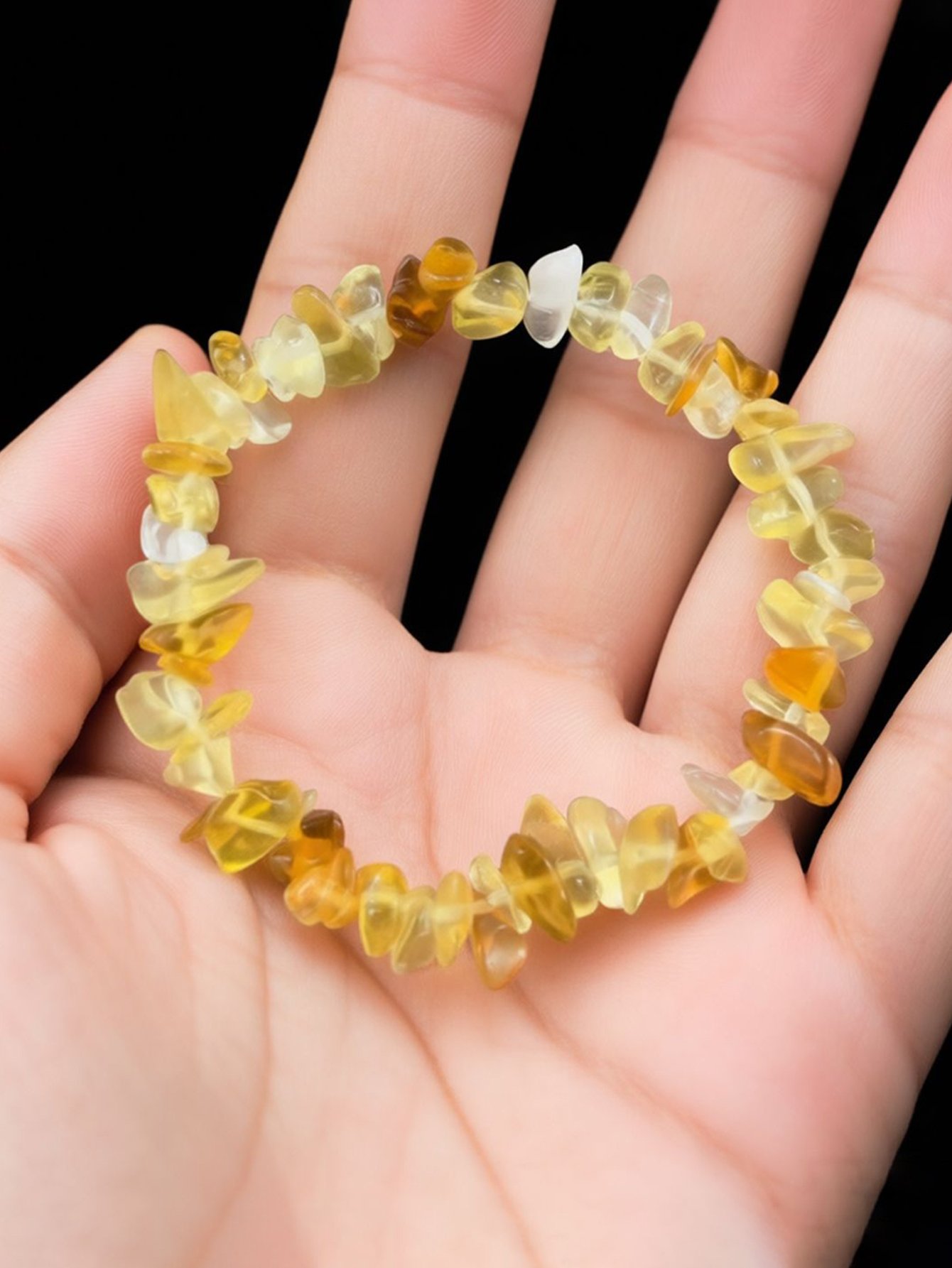 Citrine Chip Stone Beaded Bracelet