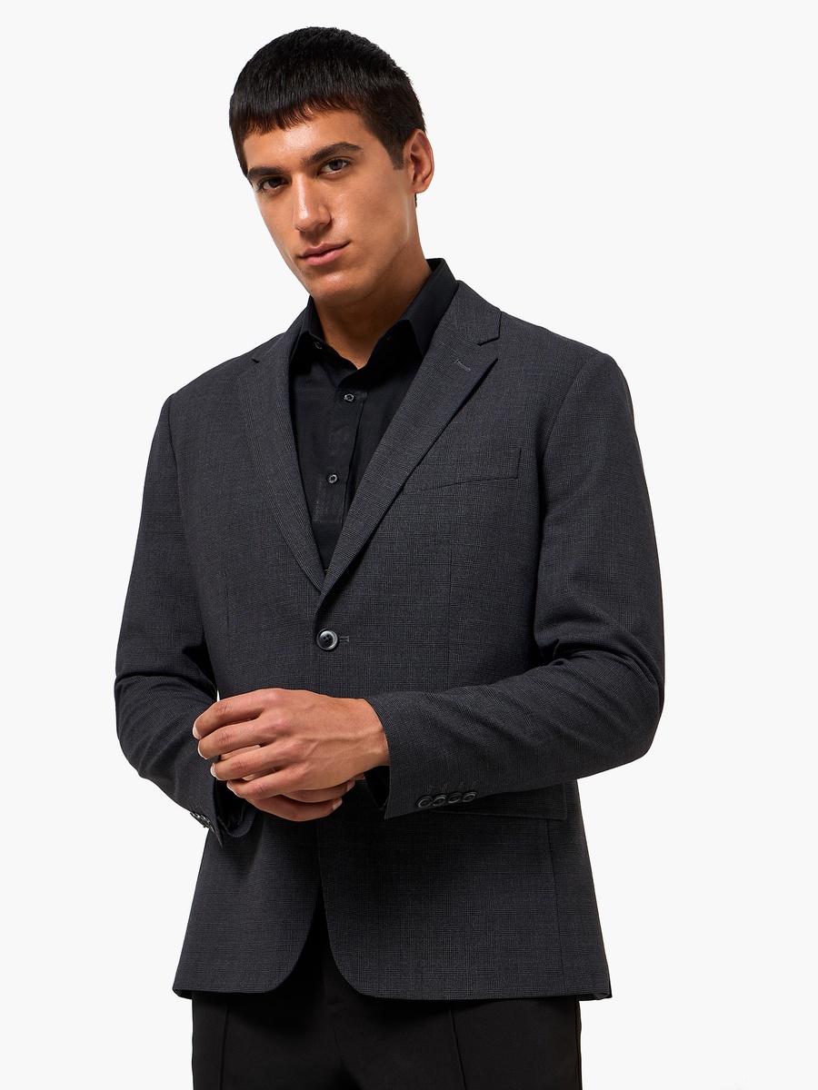 Men Slim Fit Checked Blazer