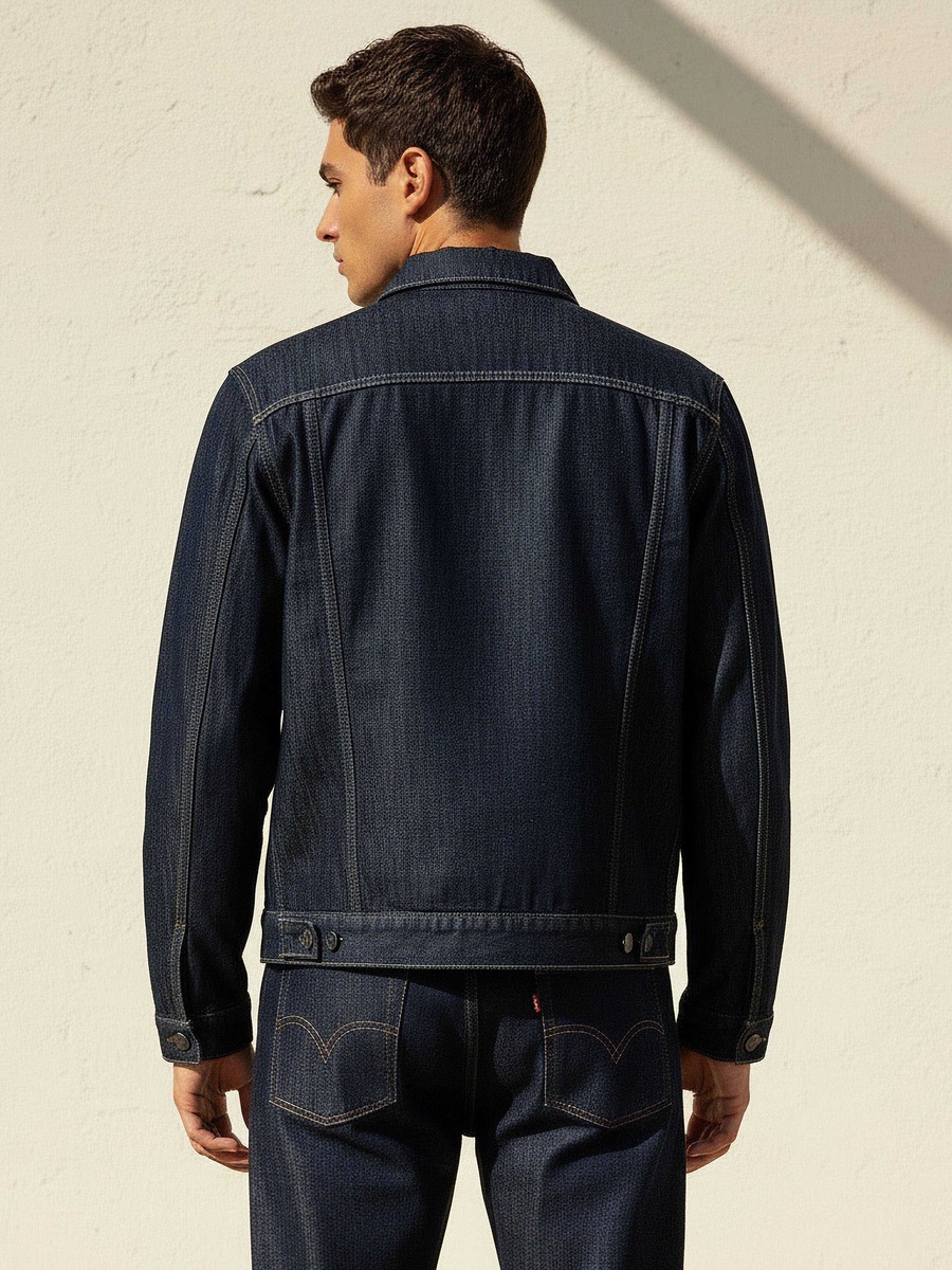 Men Flap Pocket Trucker Jacket