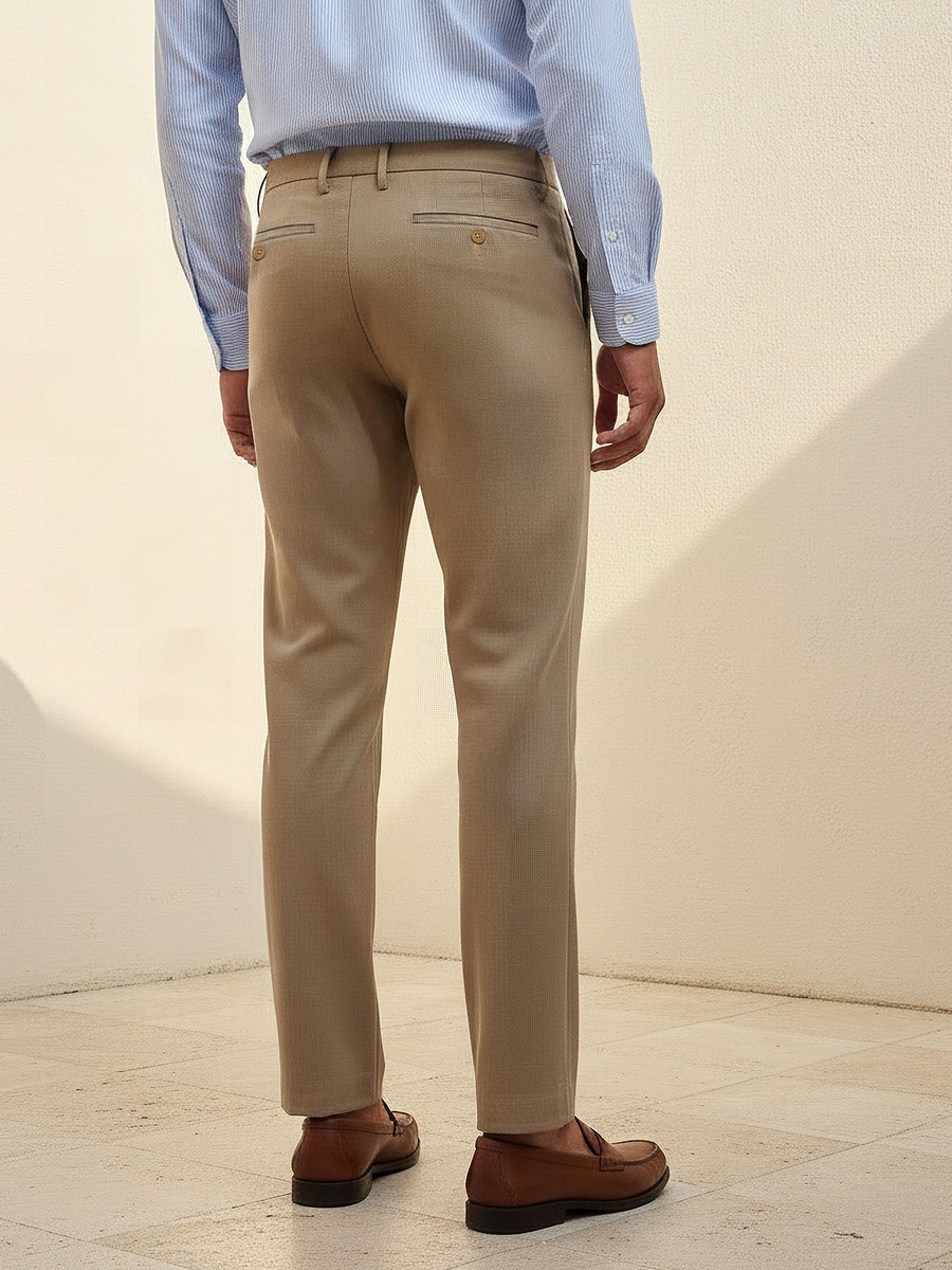 Men Regular Fit Bi-Stretch Formal Trousers