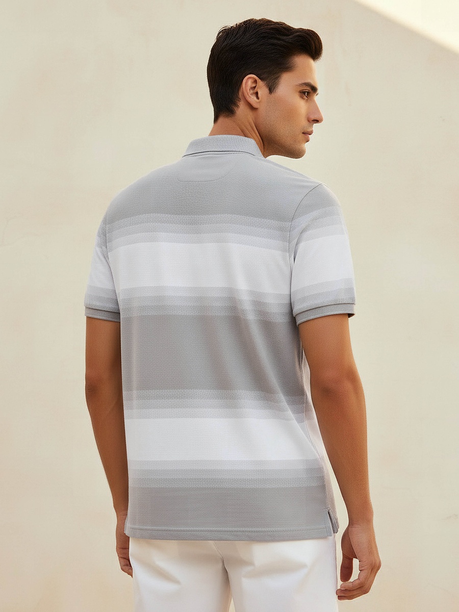 Men Short Sleeves Striped Polo T-Shirt