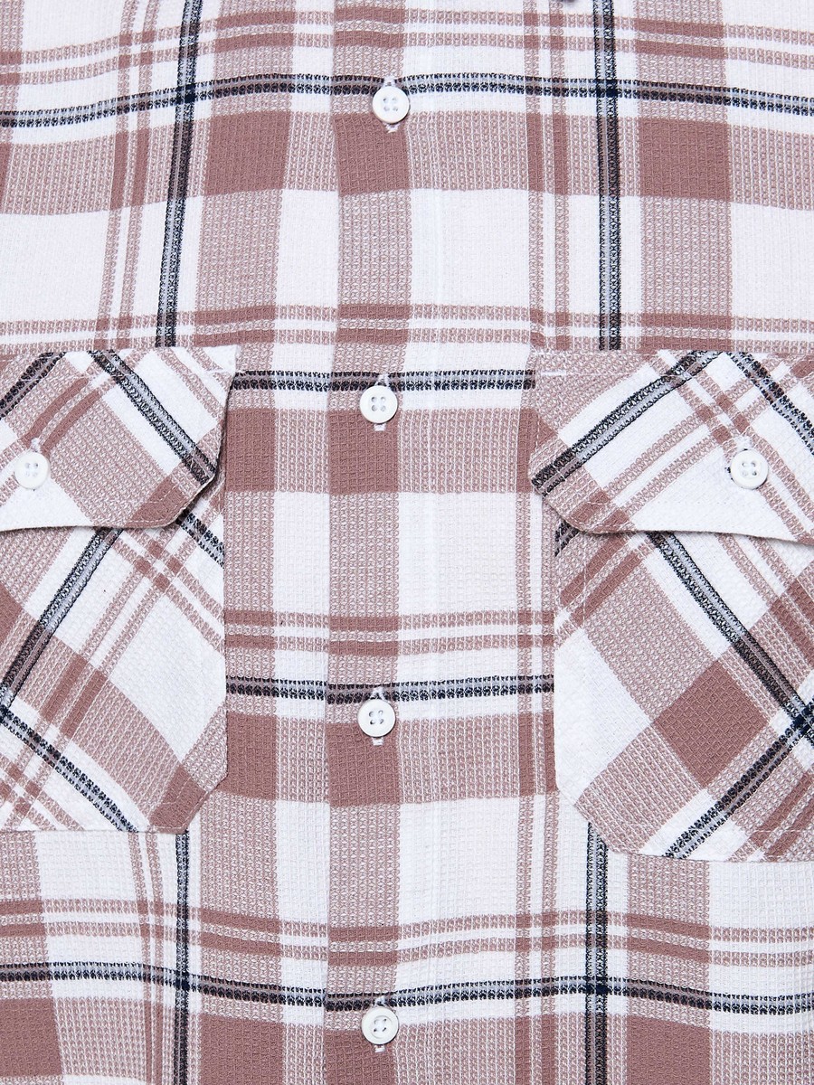 Men Regular Fit Collared Checked Long Sleeve Shirt