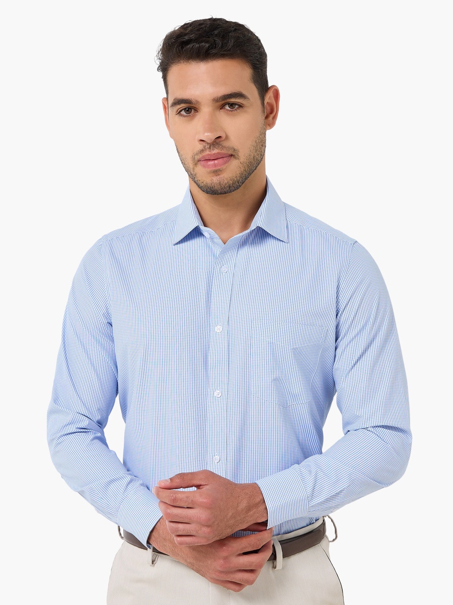 Men Regular Fit Collared Checked Long Sleeves Shirt