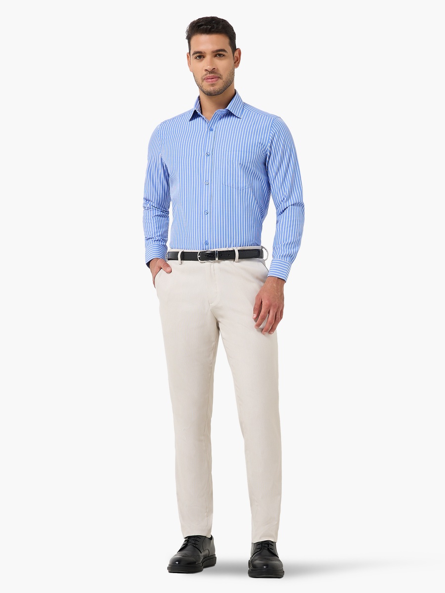 Men Regular Fit Collared Striped Long Sleeves Shirt